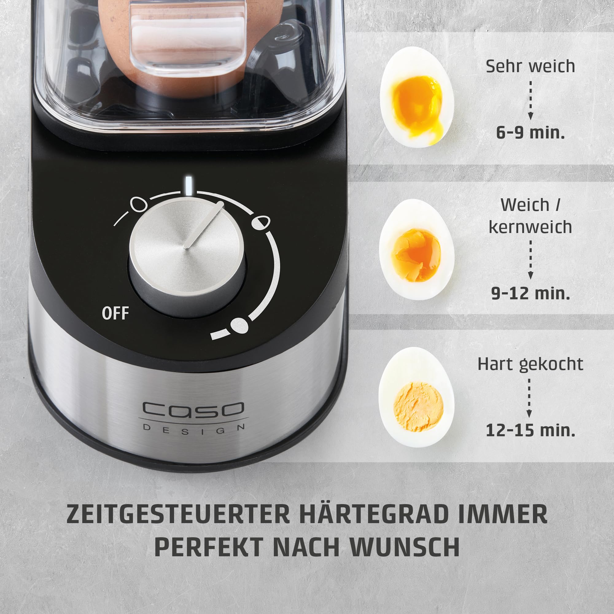 CASO E3 Eierkocher 3 Eier Edelstahl Drehregler