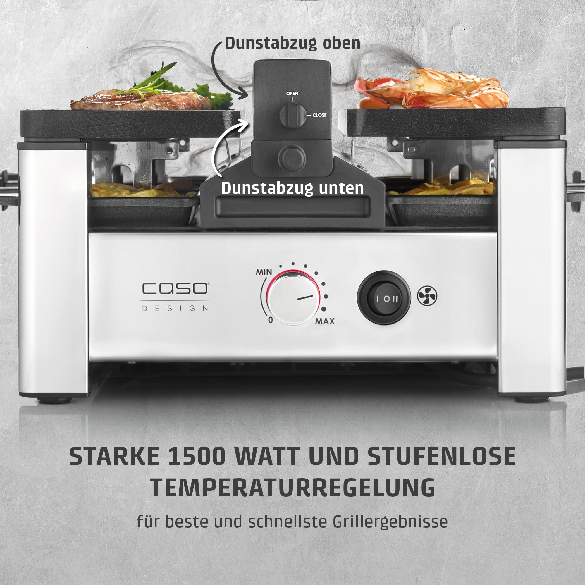 Caso Raclette AirClean Raclettegrill 8 Personen 1500 W Edelstahl