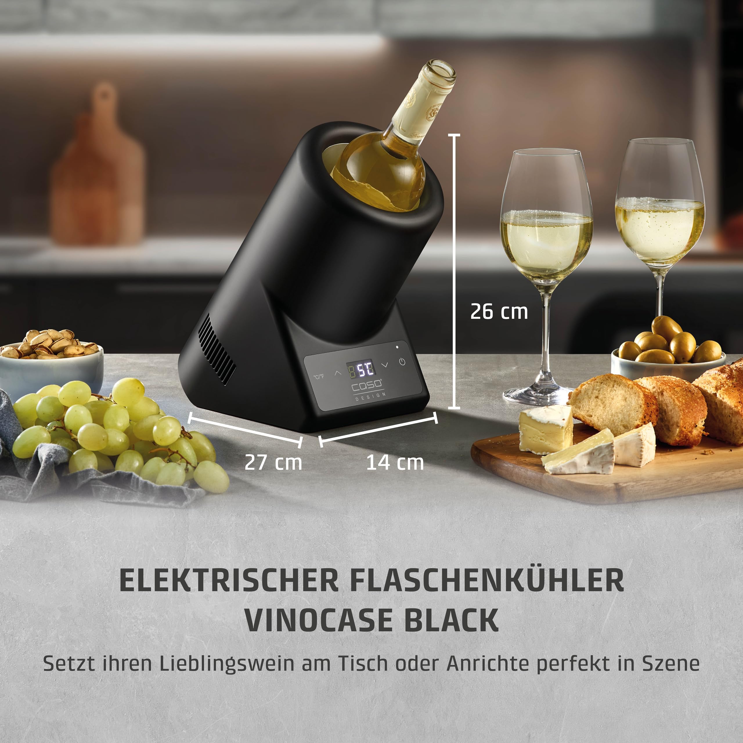Caso VinoCase Black Weinkühler 1 Flasche 5-18°C Touch