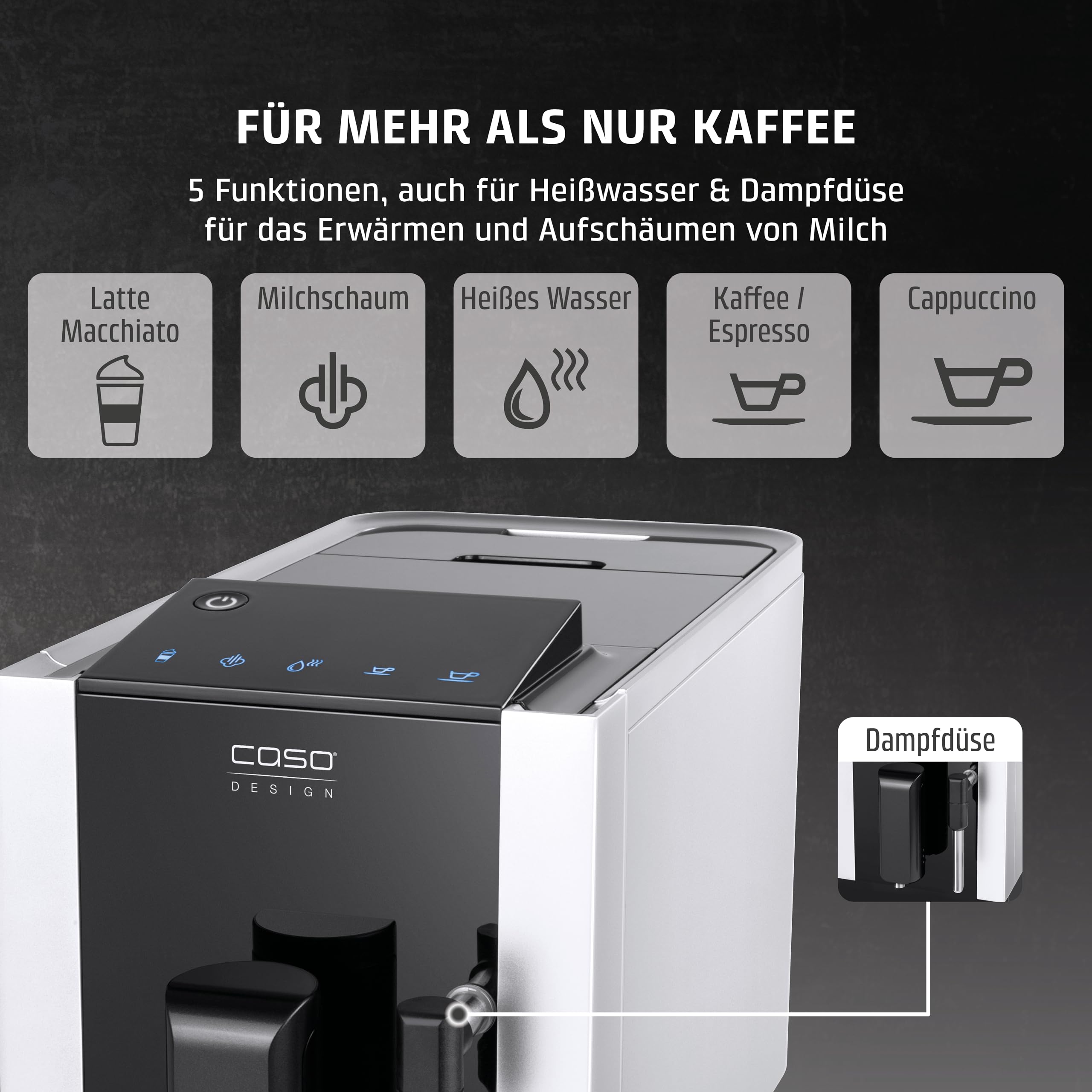 Caso Café Crema One Kaffeevollautomat Edelstahl 160 g