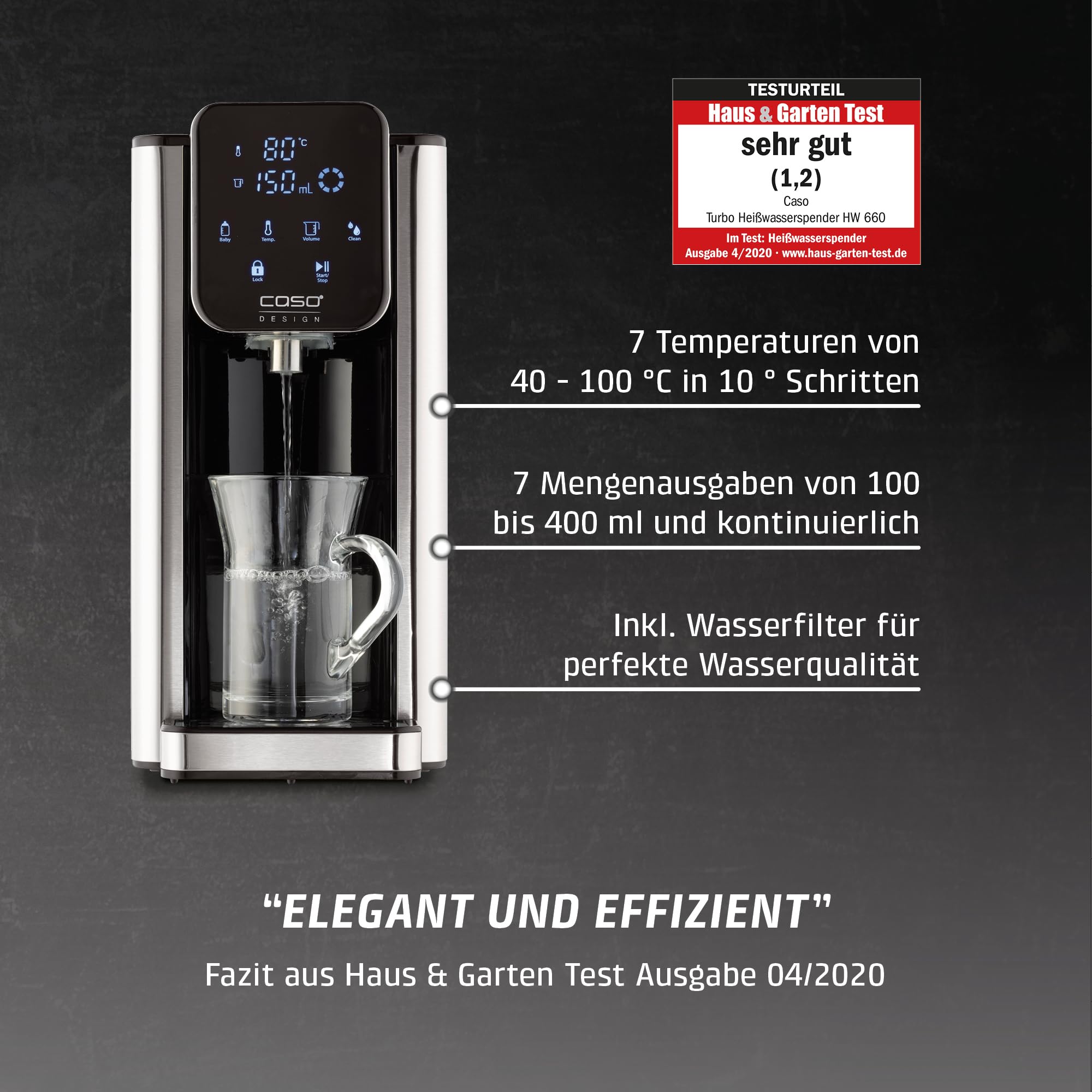 CASO HW 660 Heißwasserspender 2,7 l Schwarz 2600 W