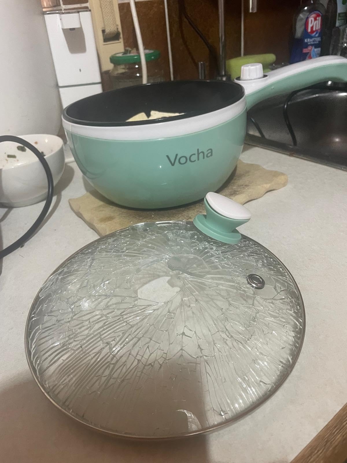 Vocha Electric Pot Elektrotopf 1,5 L Grün Antihaft 600W