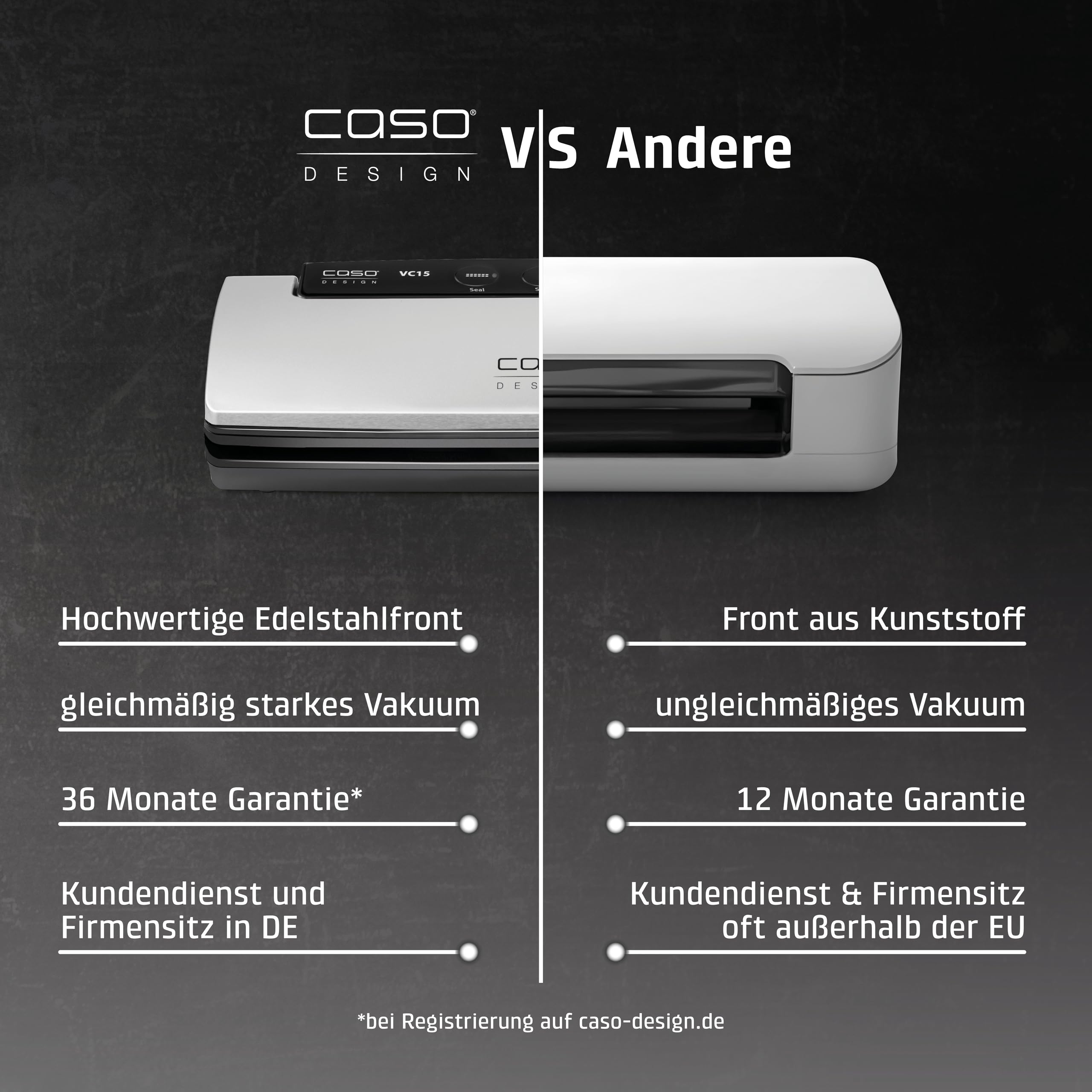 CASO VC15 Vakuumierer mit 10 Beuteln 30 cm Schweißnaht