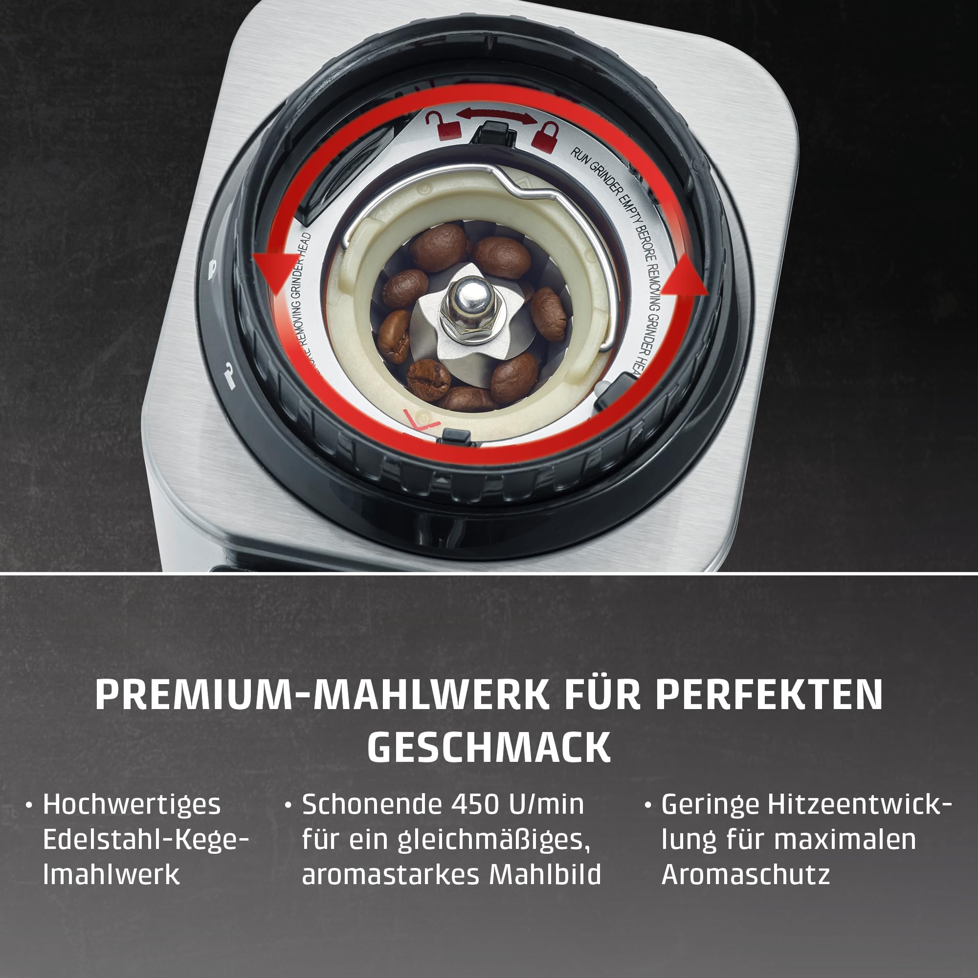 Caso BaristaChef Inox Kaffeemühle Edelstahl 48 Mahlgrade