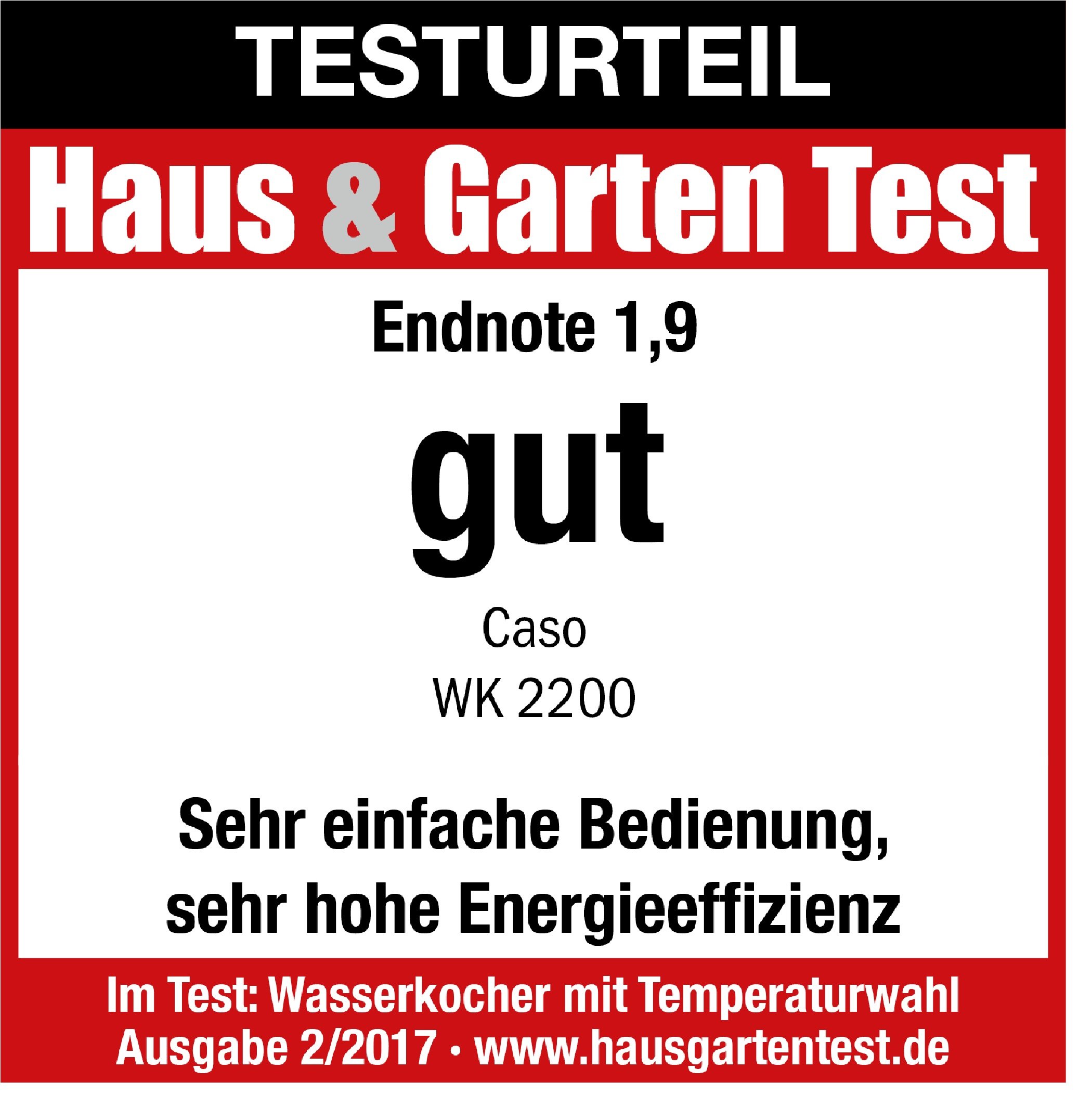 CASO WK 2200 Wasserkocher 1,2 L 2200 W Edelstahl