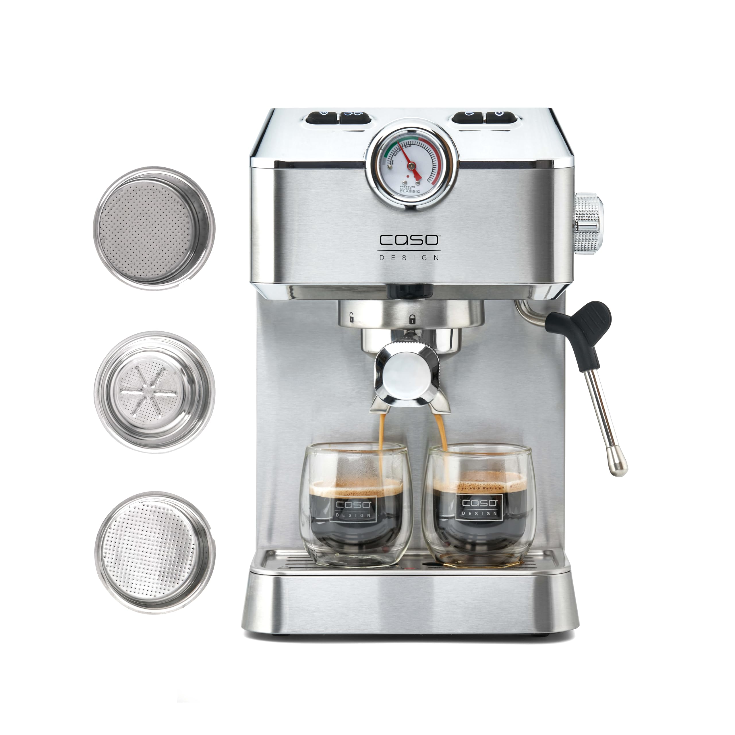 CASO Espresso Gourmet Siebträgermaschine Edelstahl 19 bar