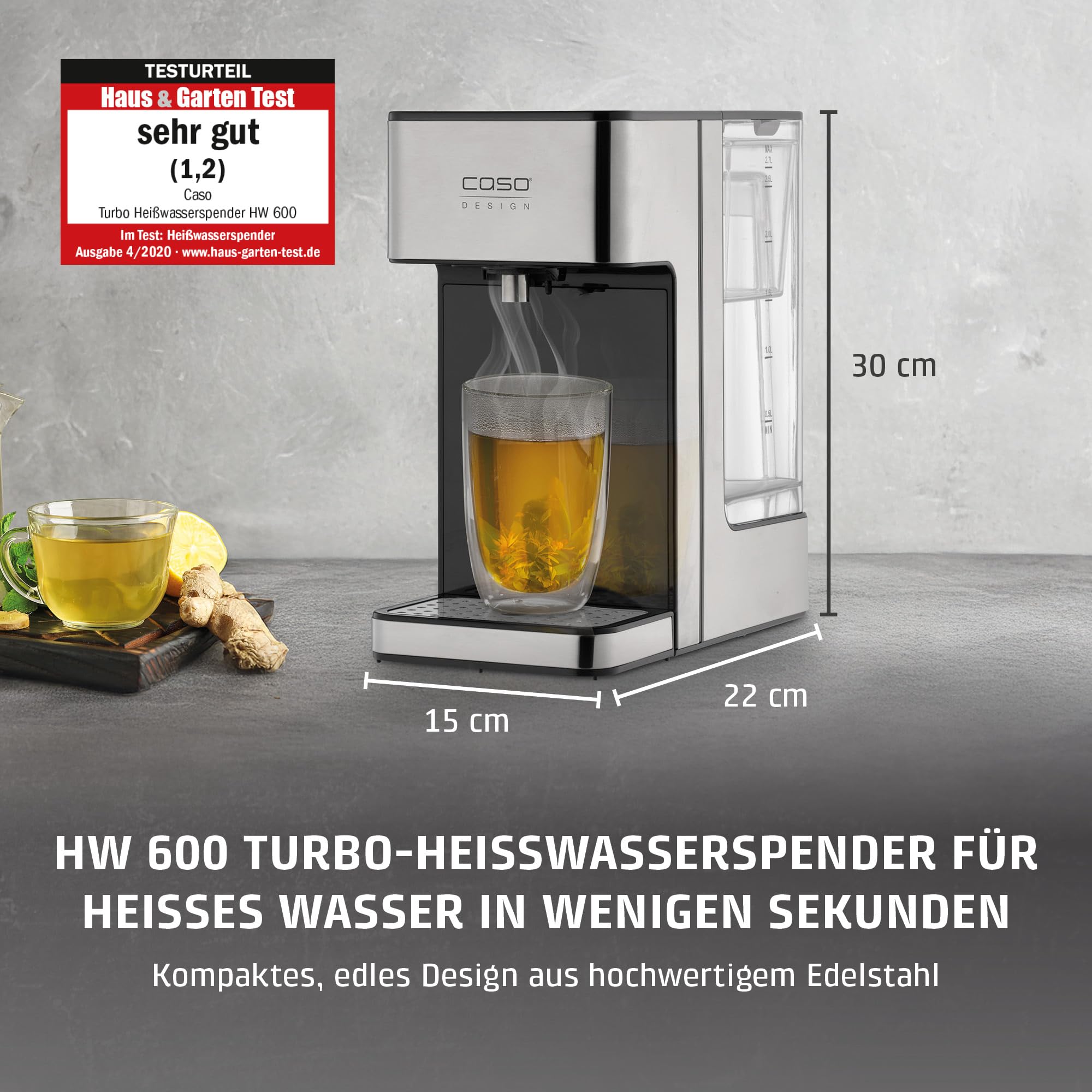 Caso Beverage HW 600 Heißwasserspender 2,7L Edelstahl 2600W