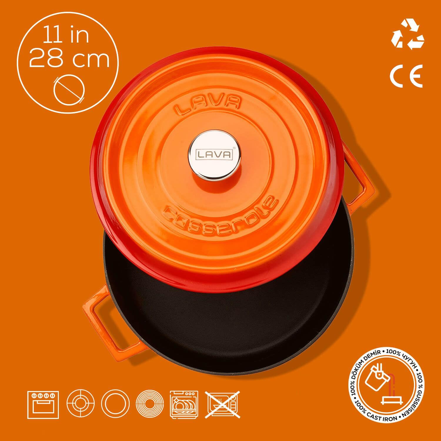 Lava Signature Series Schmortopf Gusseisen Orange 3,5 Quart