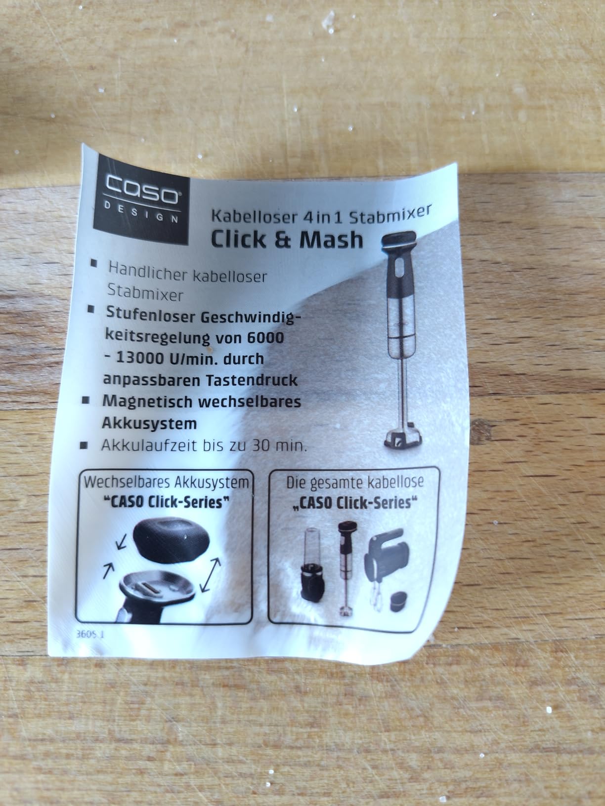 Caso Click & Mash Stabmixer kabellos 4in1 Akku Set