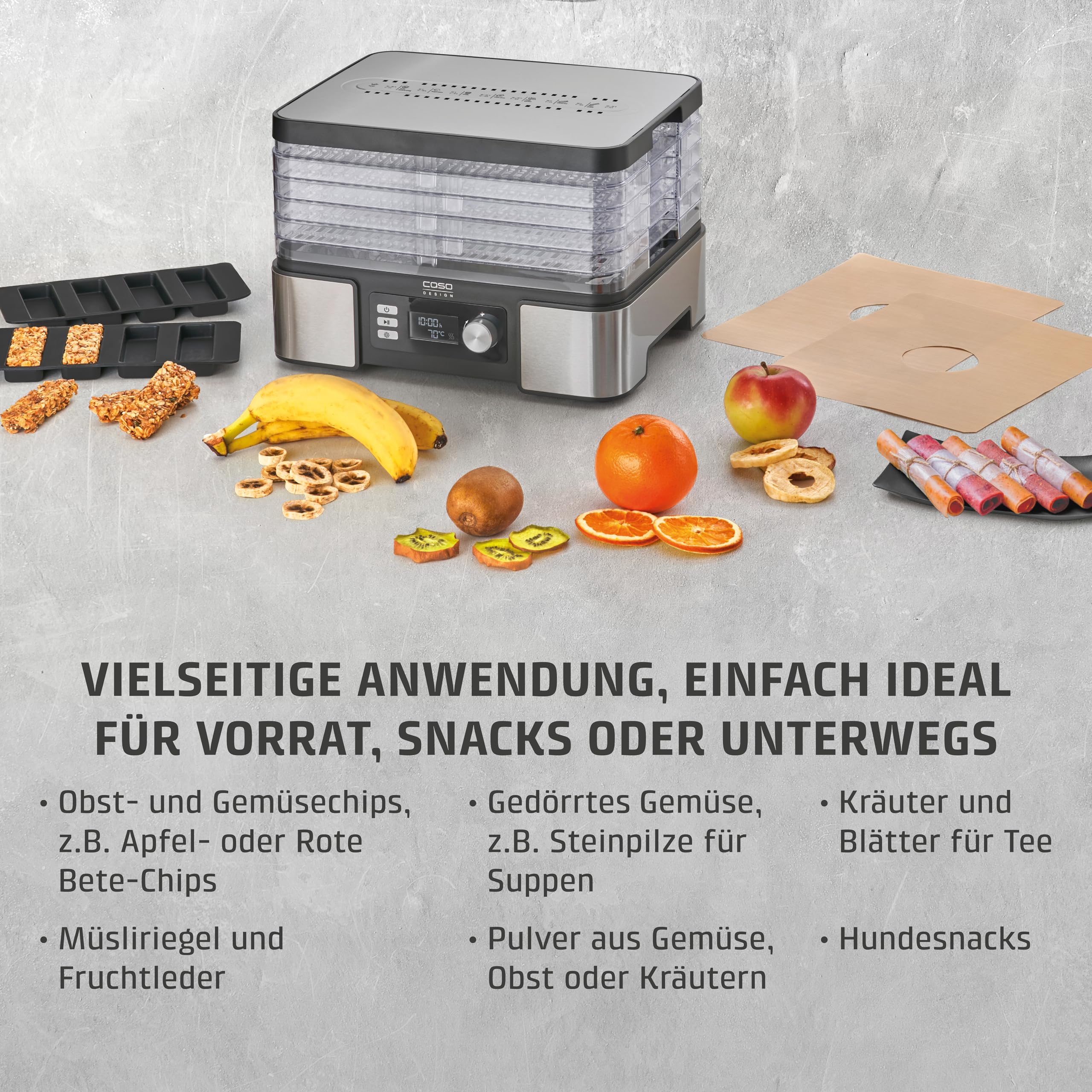 Caso DH 450 Dörrautomat 5 Ebenen mit Timer 30-70 °C