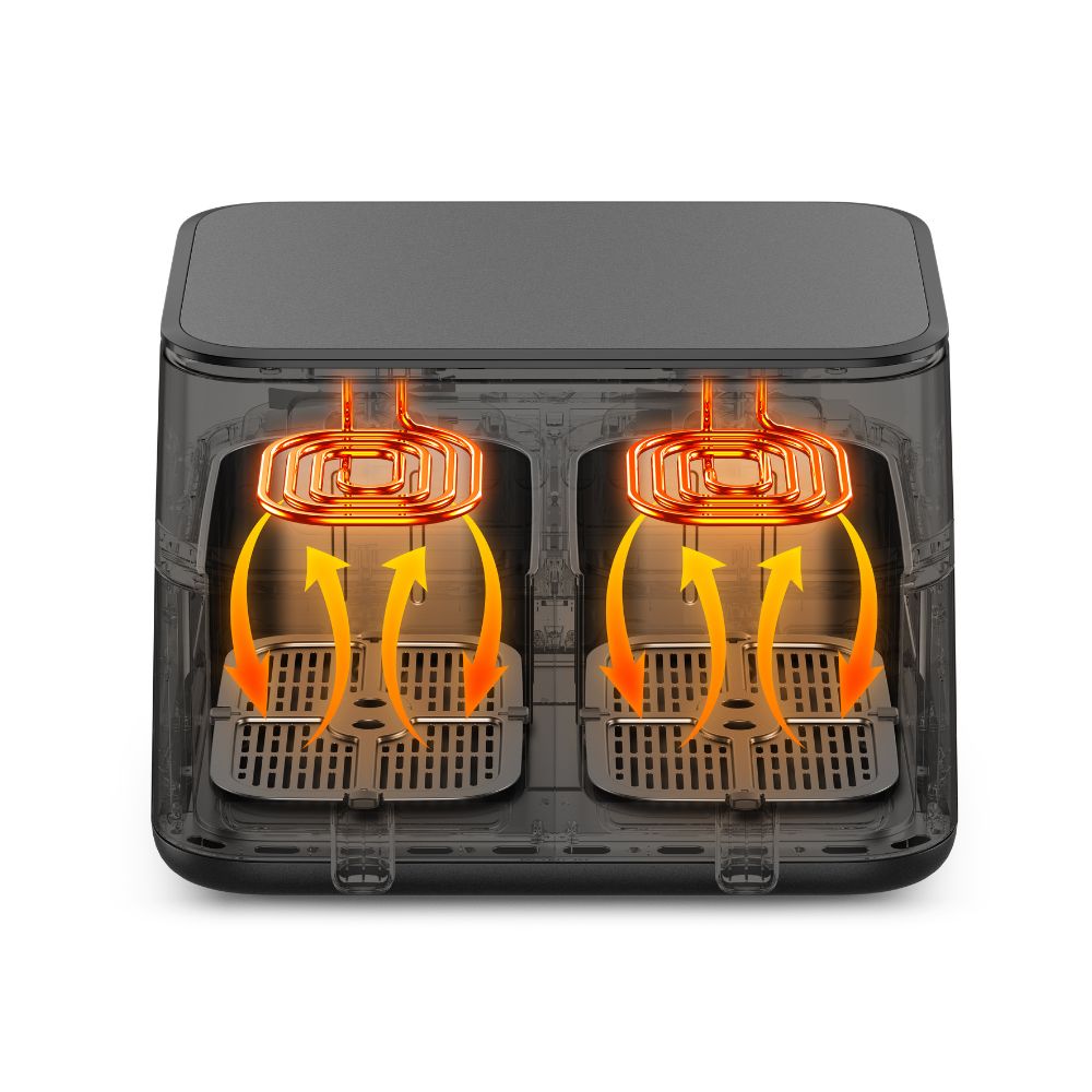 Solis Air Fryer Duo Heißluftfritteuse 11L 2x5,5L Sync