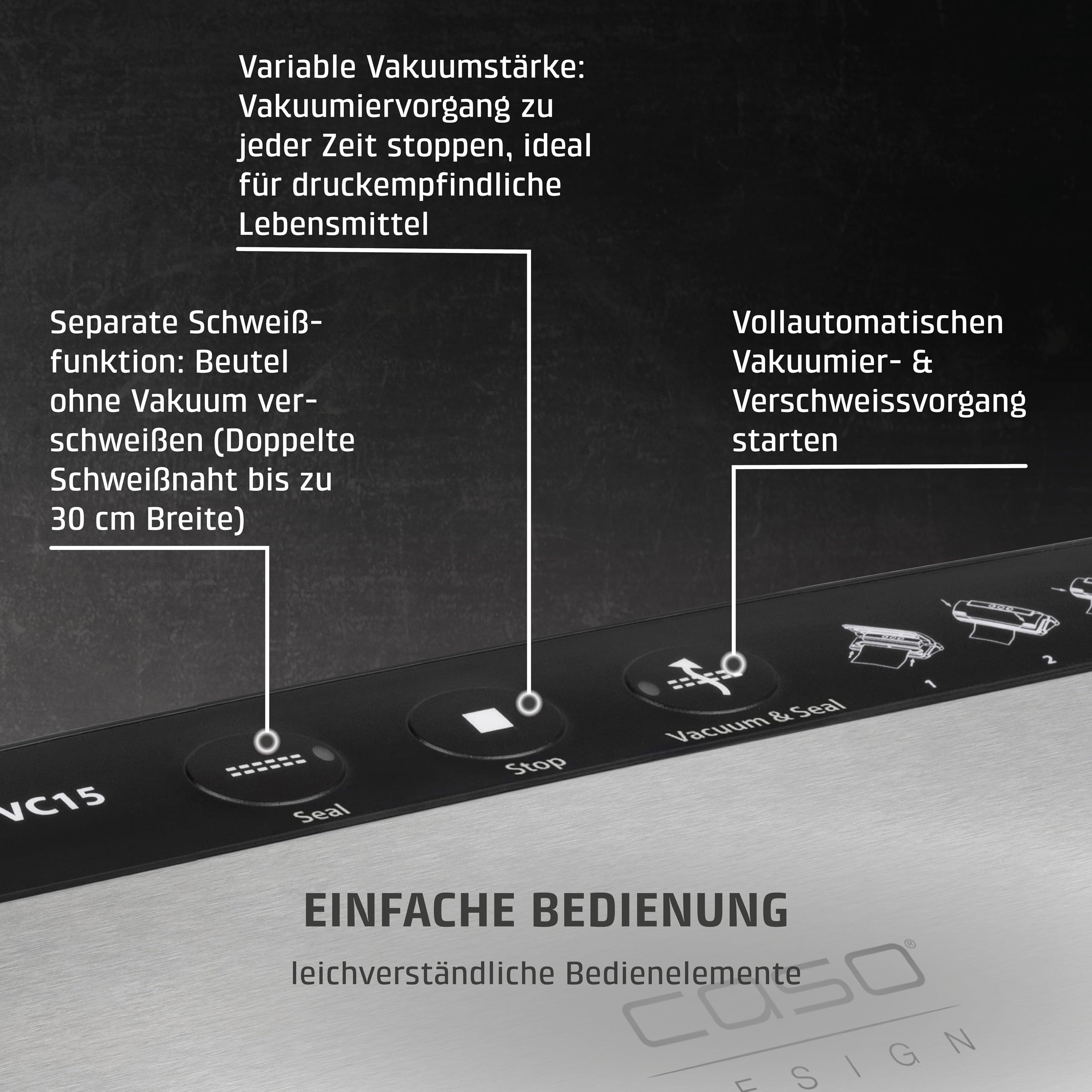 CASO VC15 Vakuumierer mit 10 Beuteln 30 cm Schweißnaht