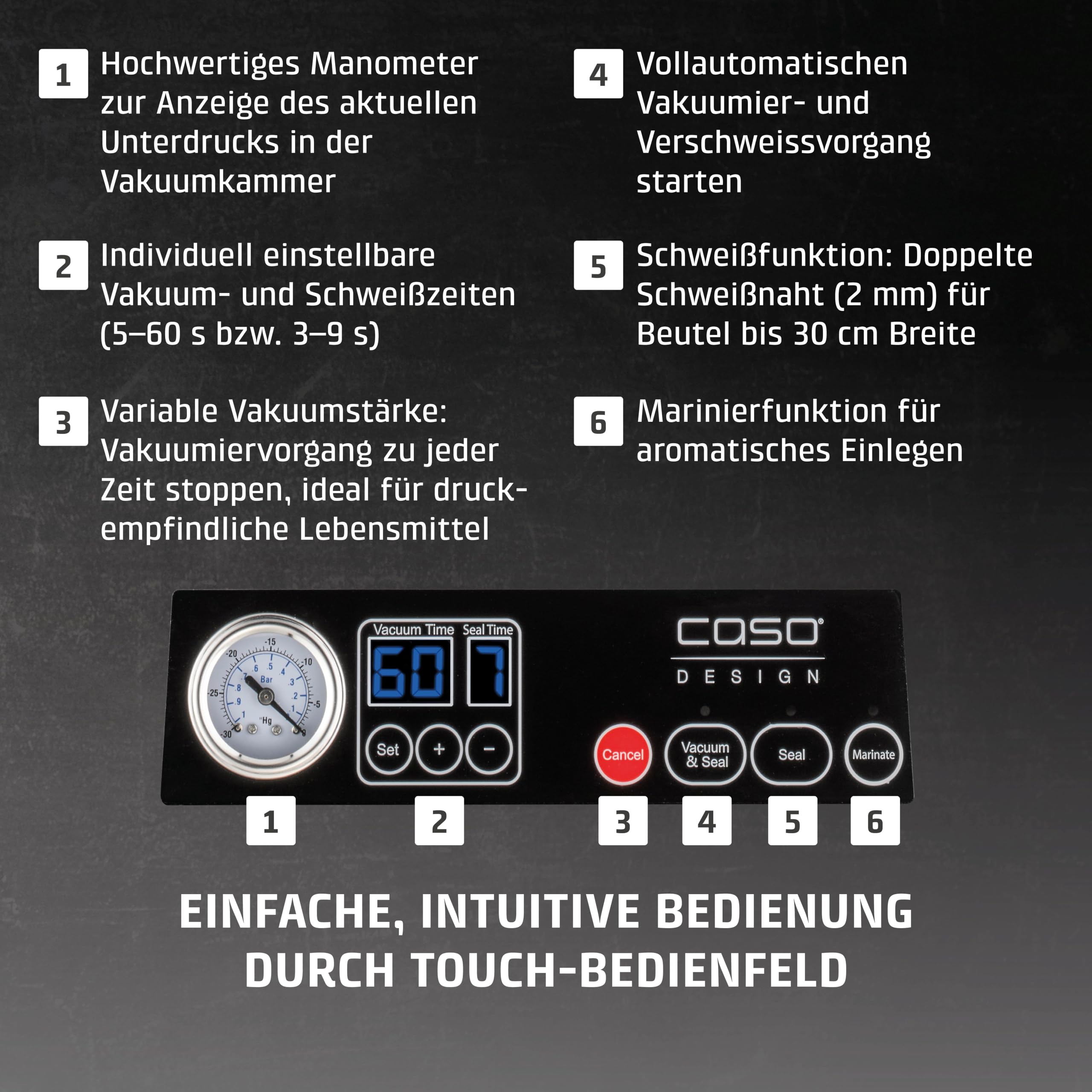 CASO VacuChef 50 Kammervakuumierer 4 L 70 l/min