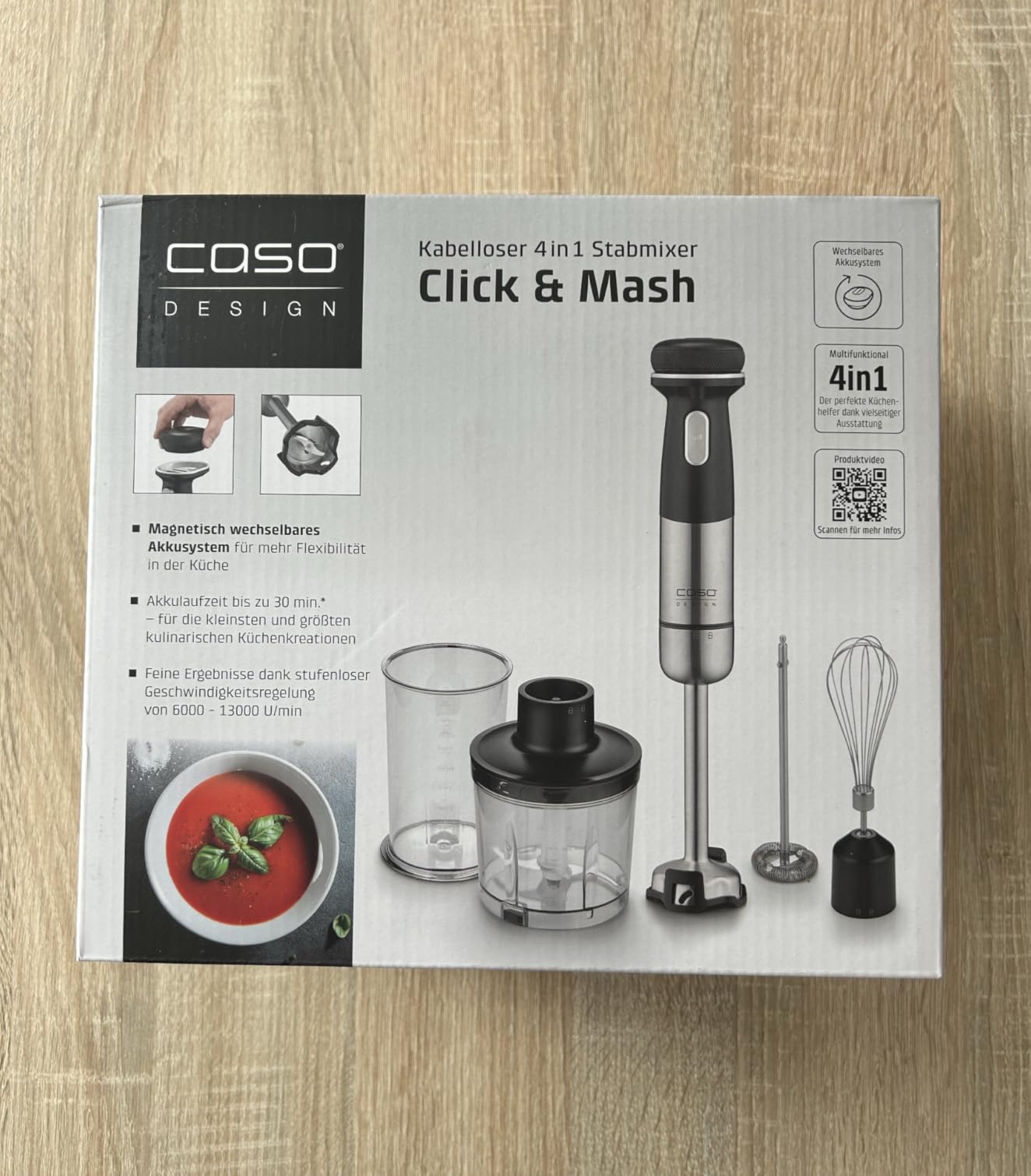 Caso Click & Mash Stabmixer kabellos 4in1 Akku Set