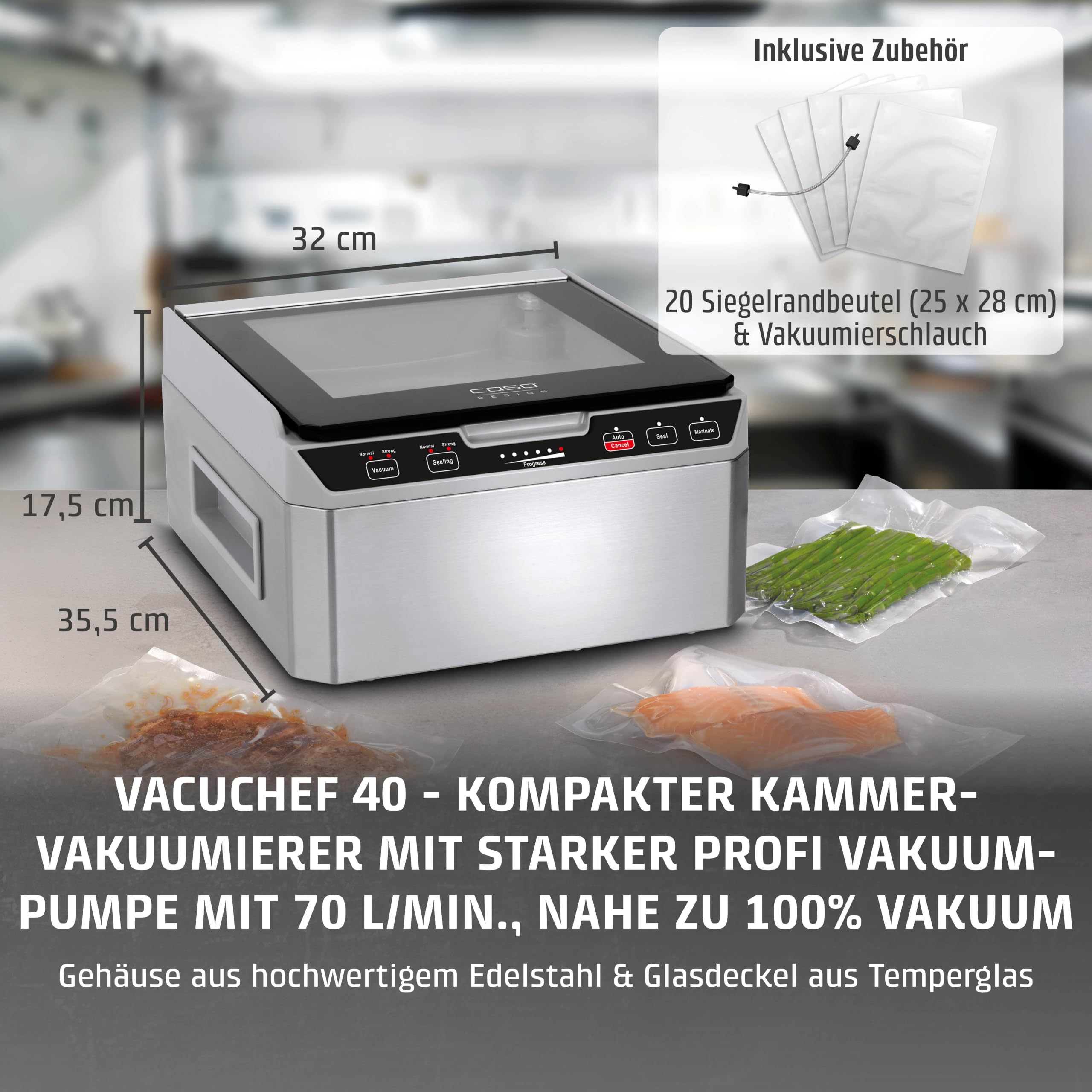 CASO VacuChef 40 Kammervakuumierer Edelstahl 3 Liter