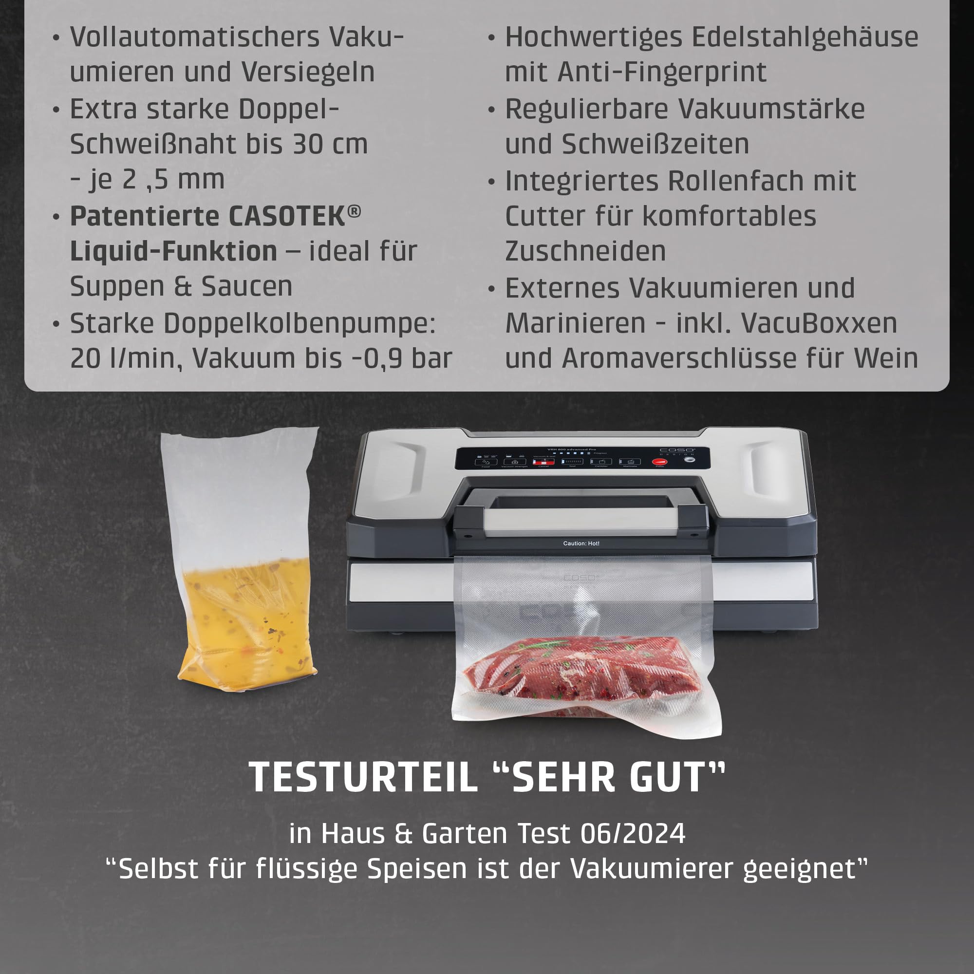 Caso VRH 800 Advanced Pro Vakuumierer Edelstahl 30 cm