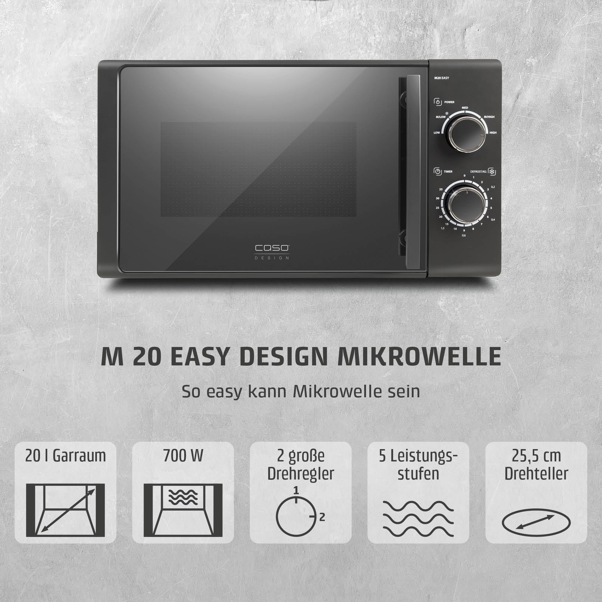 CASO M 20 EASY Mikrowelle 20 L 700 W Drehteller