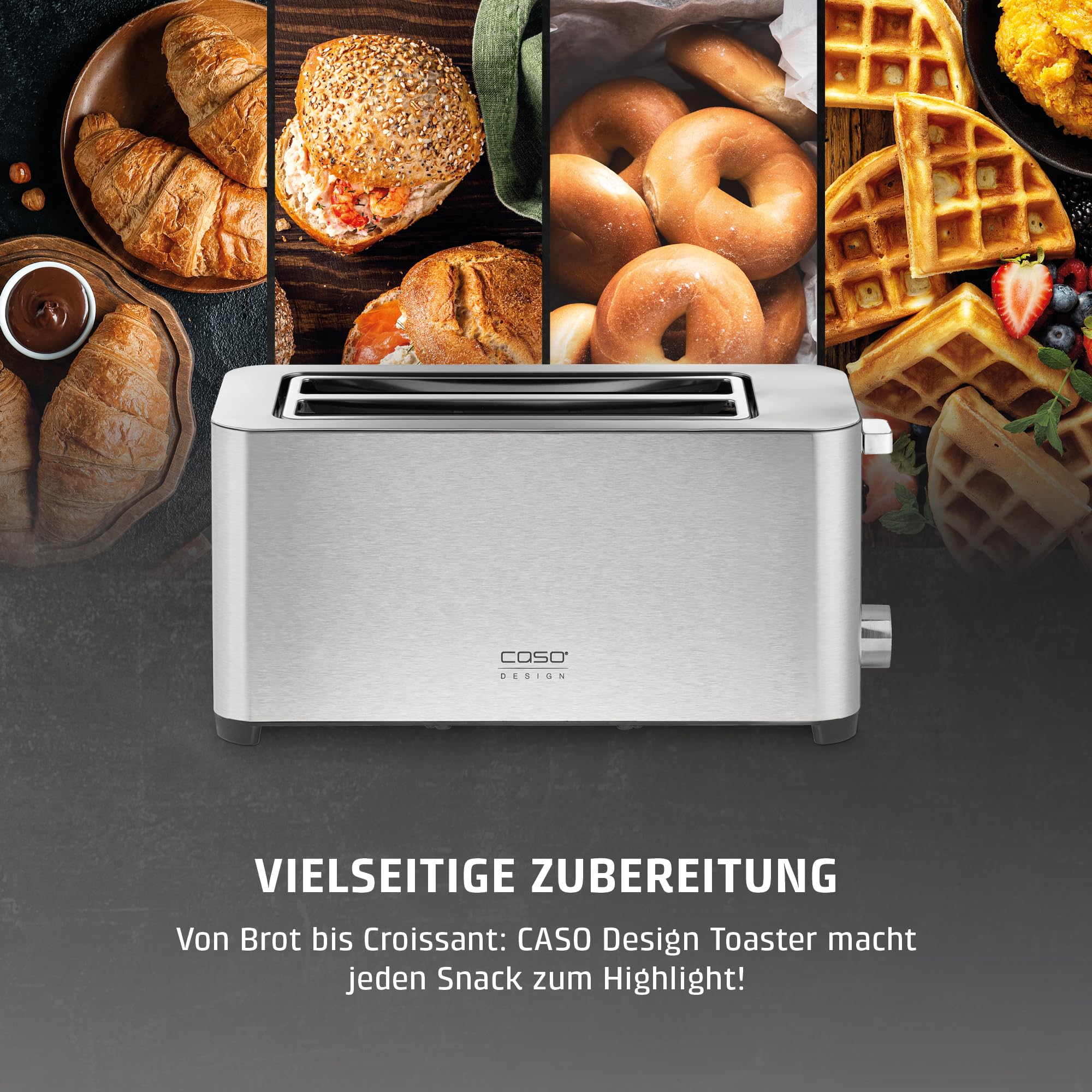 Caso Classico T4 Toaster Edelstahl 4 Scheiben 5 Stufen
