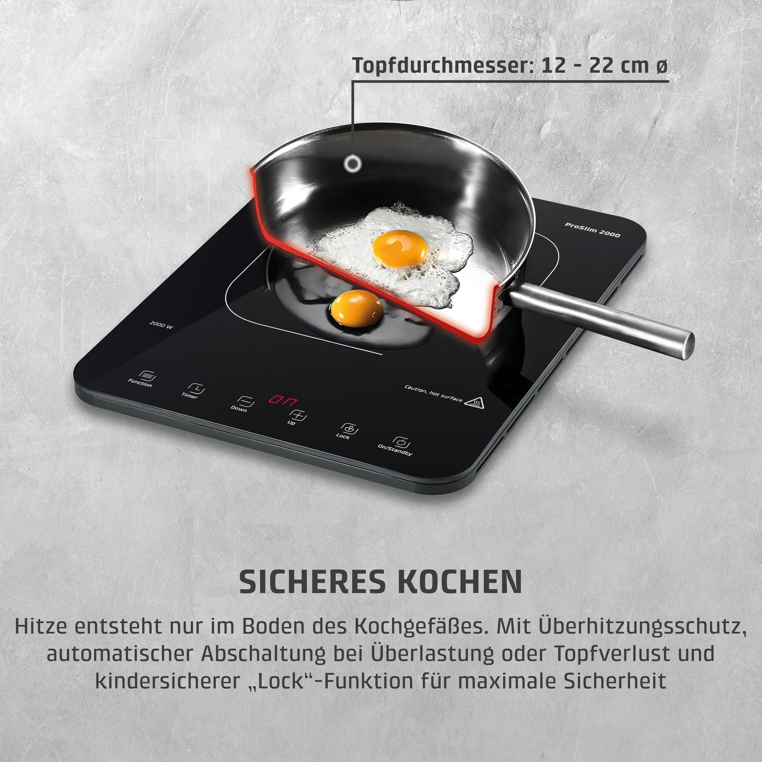 Caso ProSlim 2000 Induktionskochplatte 2000 Watt Schwarz
