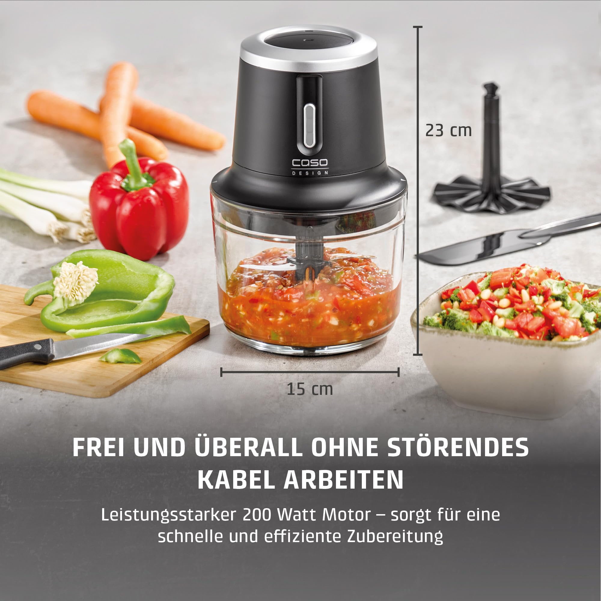 CASO Chop & Go Zerkleinerer Akku 1L 2300 U/min