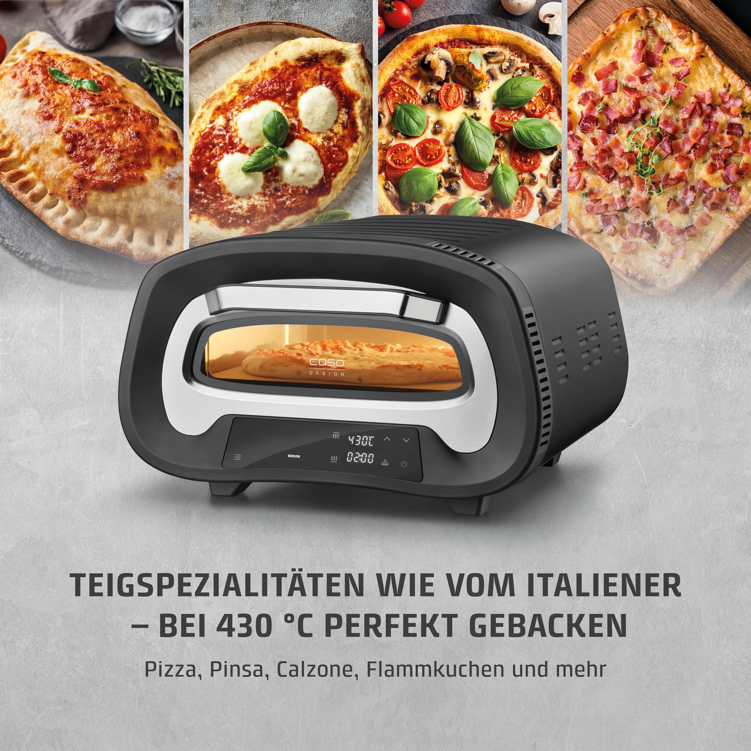 CASO PizzaChef 430° Pizzaofen mit Pizzastein 33 cm