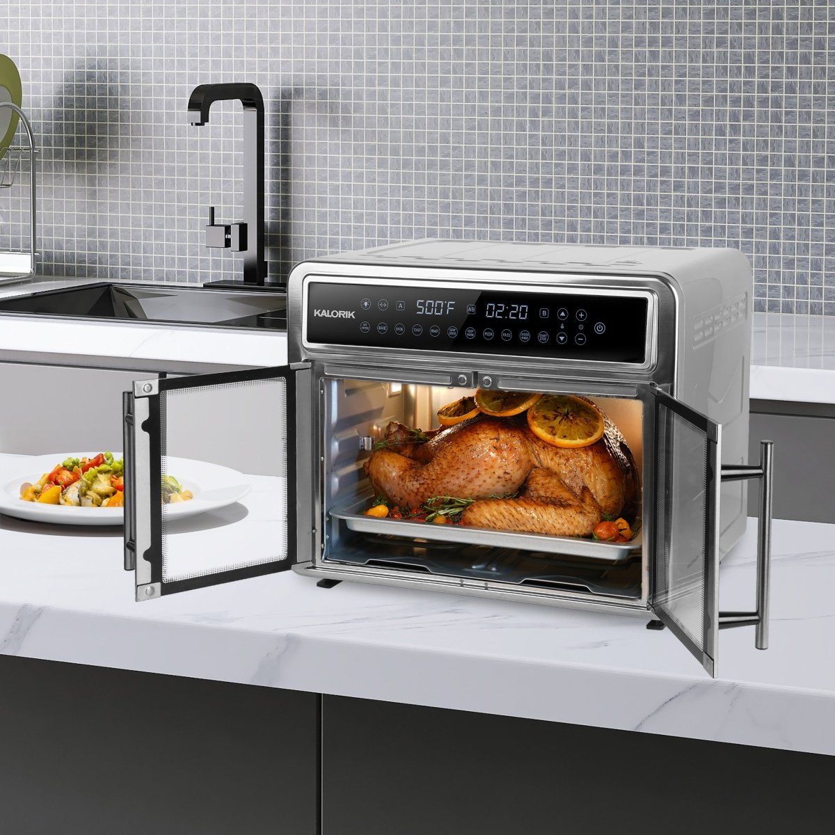 Kalorik MAXX Flex Trio Heißluftfritteuse 26 QT Doppel-Ofen