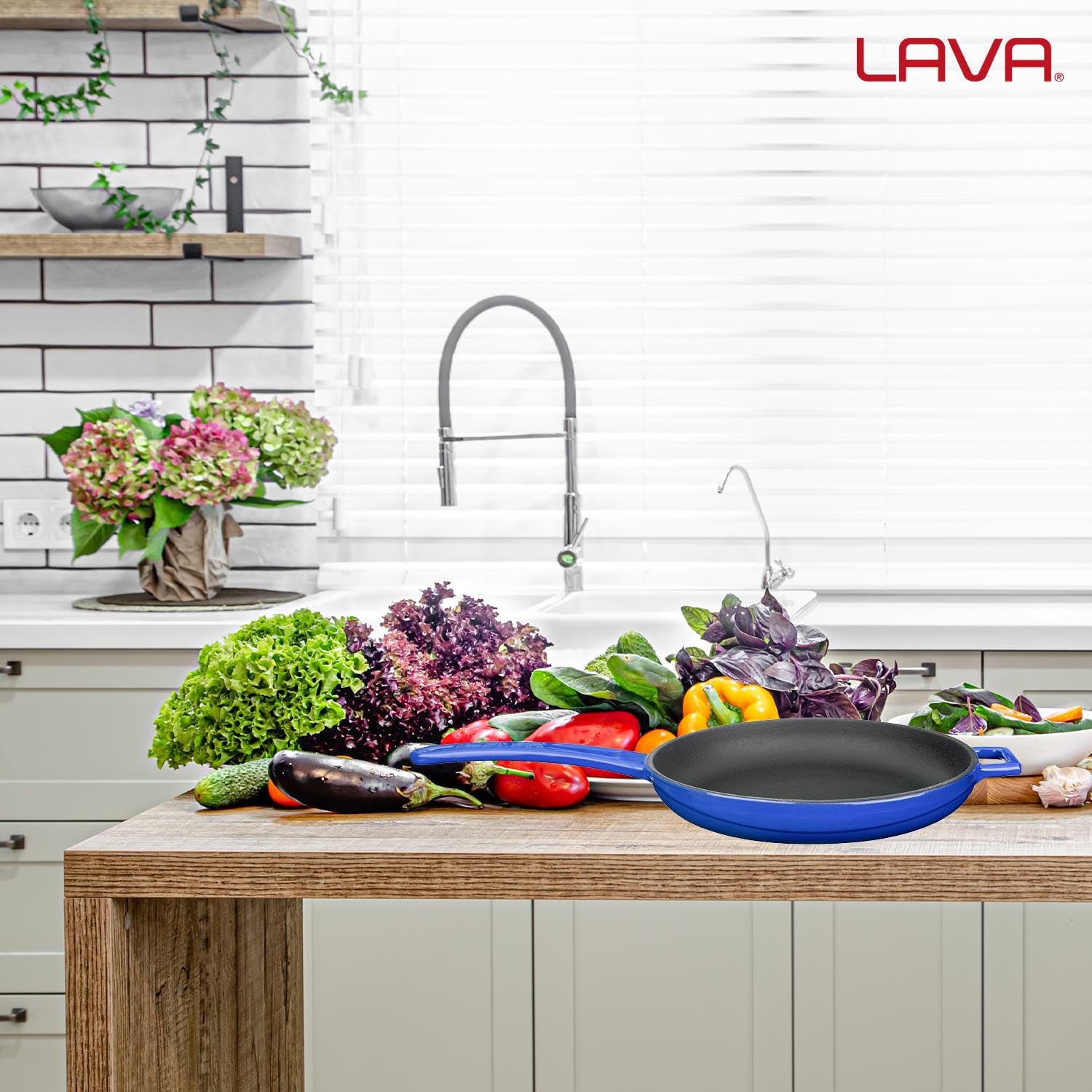 Lava Signature Gusseisen Bratpfanne 20 cm Blau Emailliert