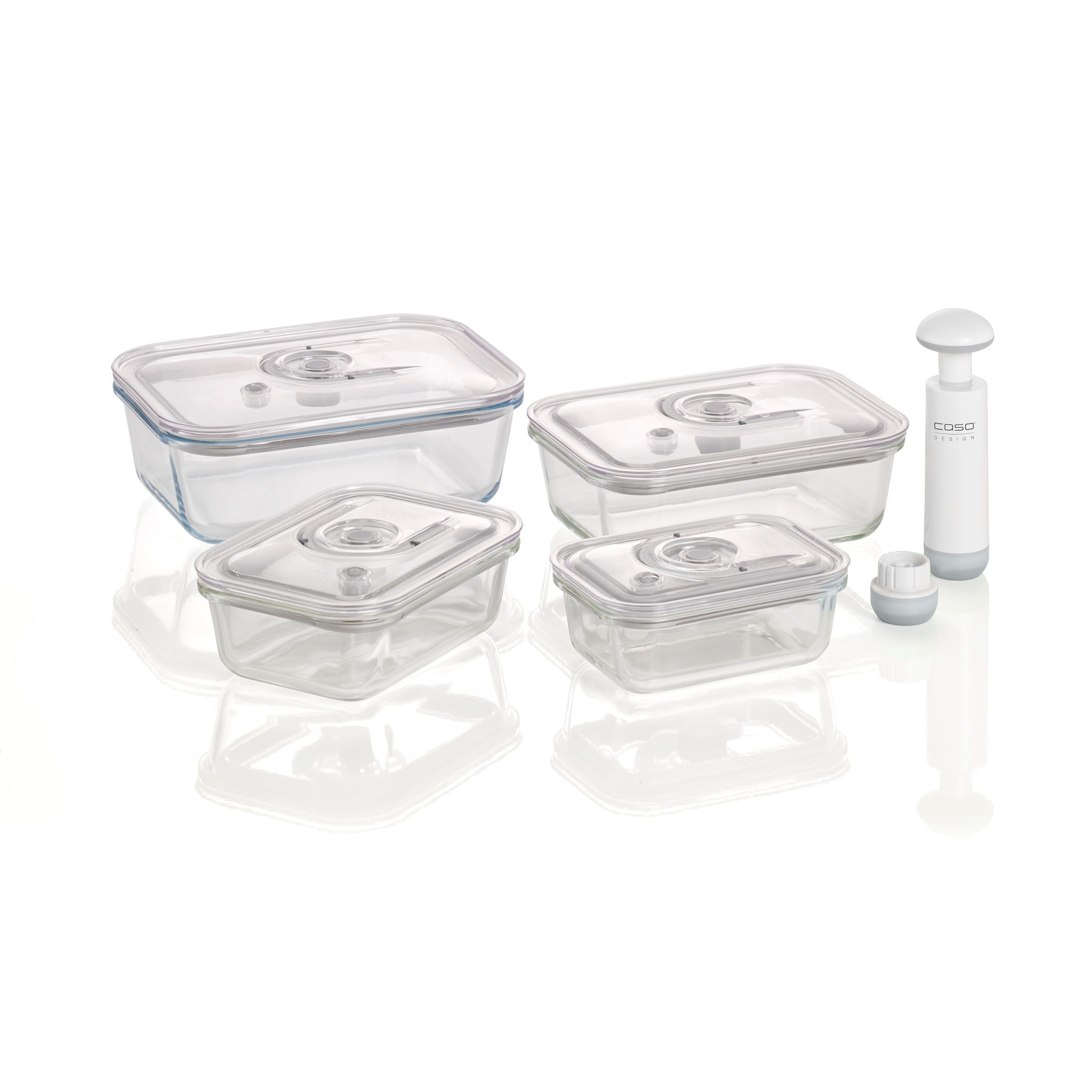 Caso VacuBoxx E-Set Vakuumbehälter Glas 4tlg mit Pumpe