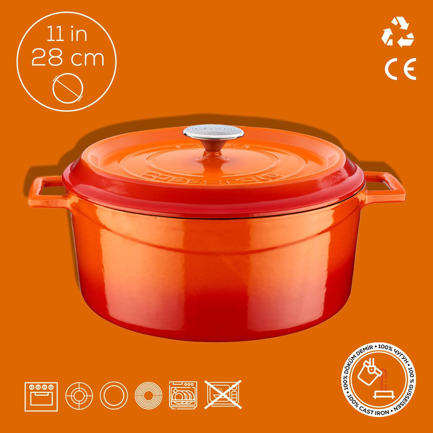 Lava Signature Mehrzweck-Topf 36x29cm Orange Gusseisen