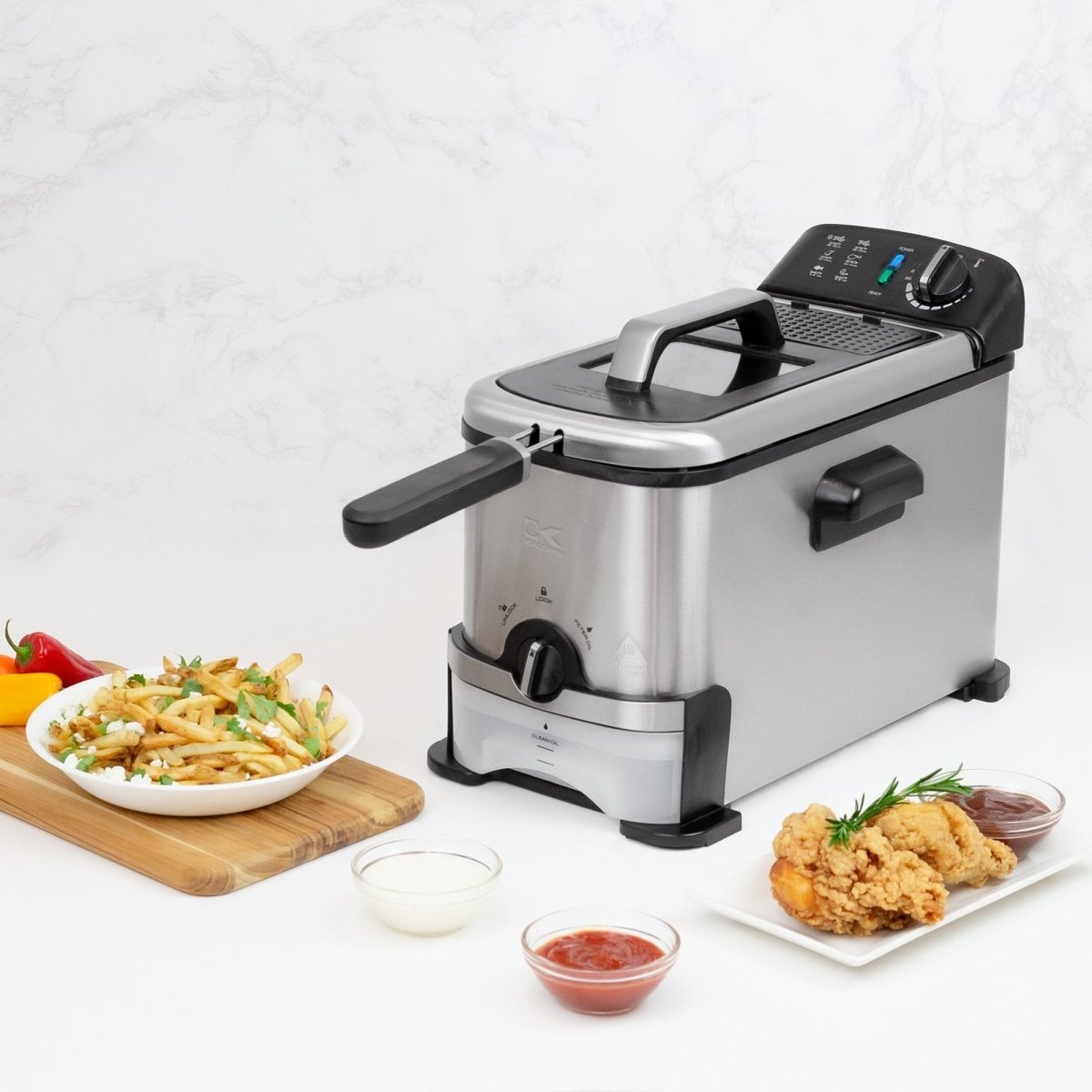 Kalorik MAXX Fritteuse 3L Edelstahl mit Ölfilter 375°F