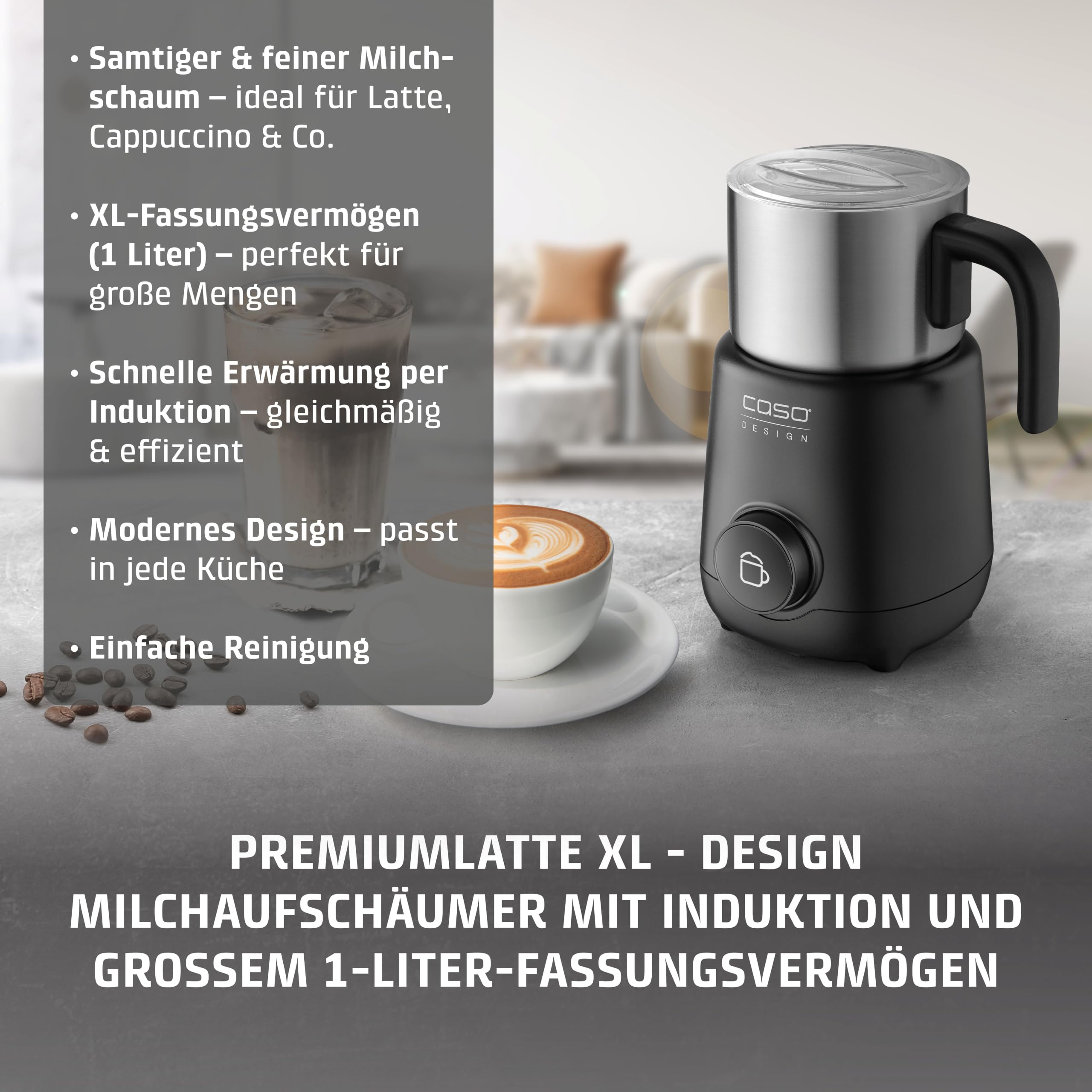 Caso PremiumLatte XL Milchaufschäumer 1 Liter Induktion
