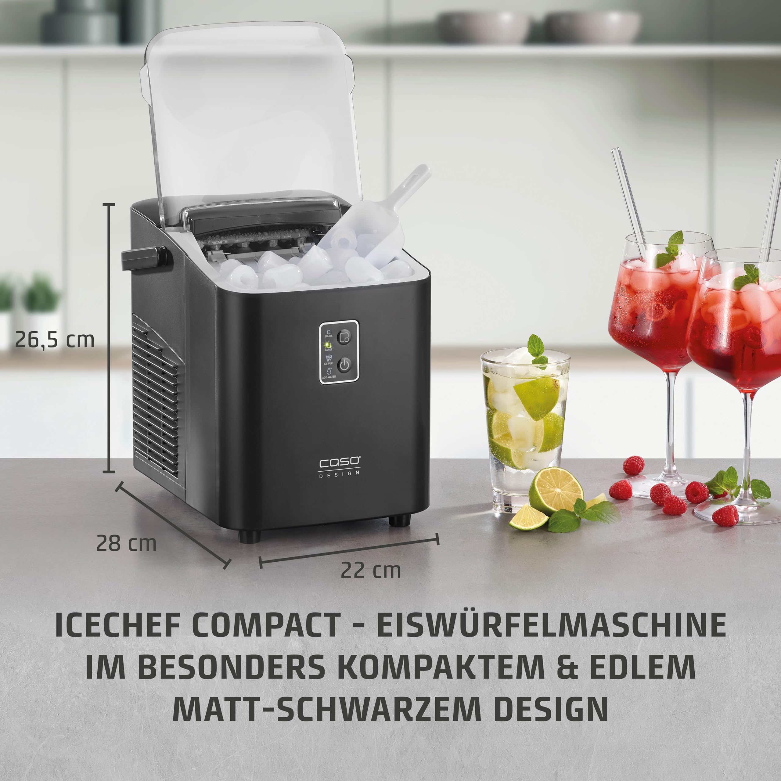 CASO IceChef Compact Eiswürfelmaschine 12 kg Schwarz