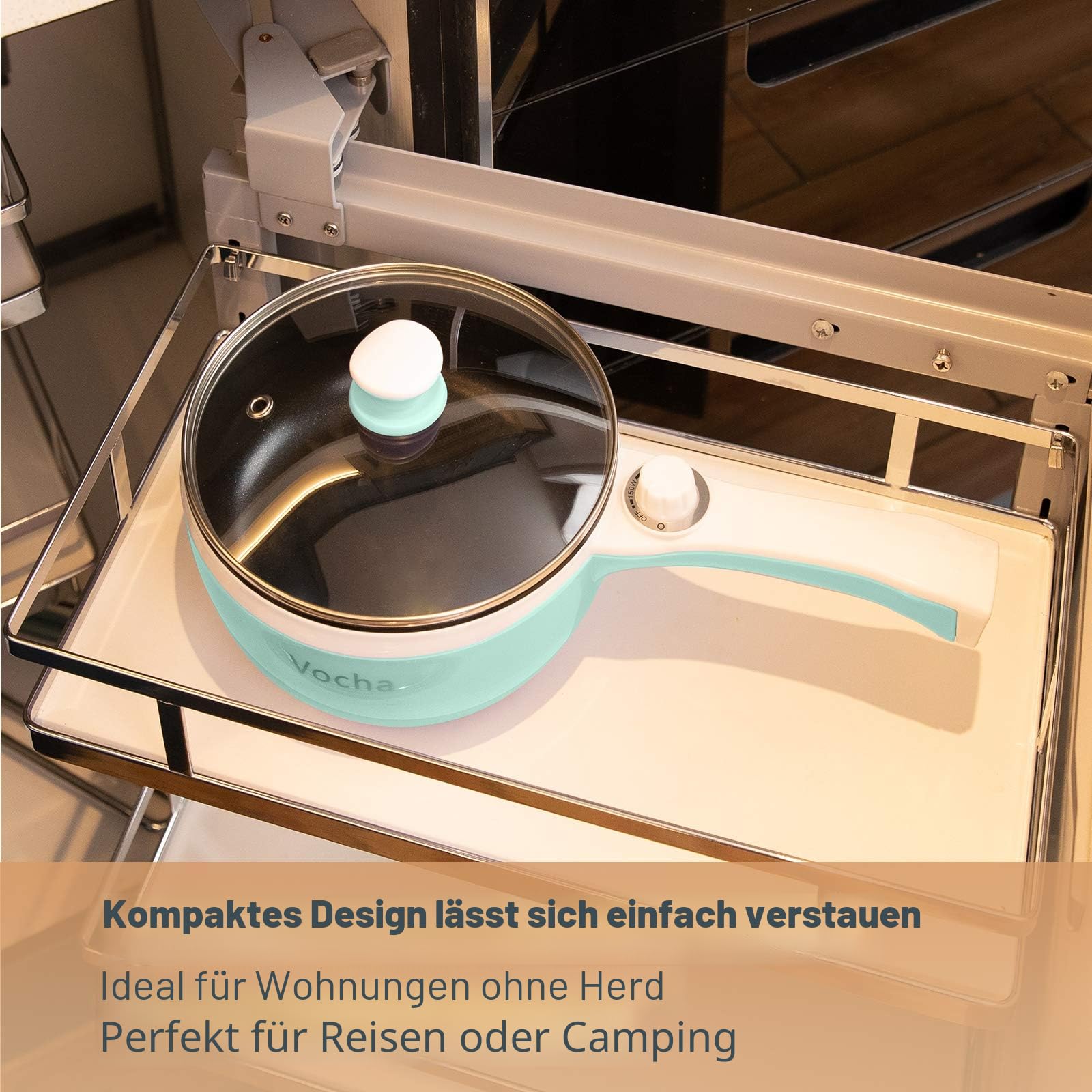 Vocha Electric Pot Elektrotopf 1,5 L Grün Antihaft 600W
