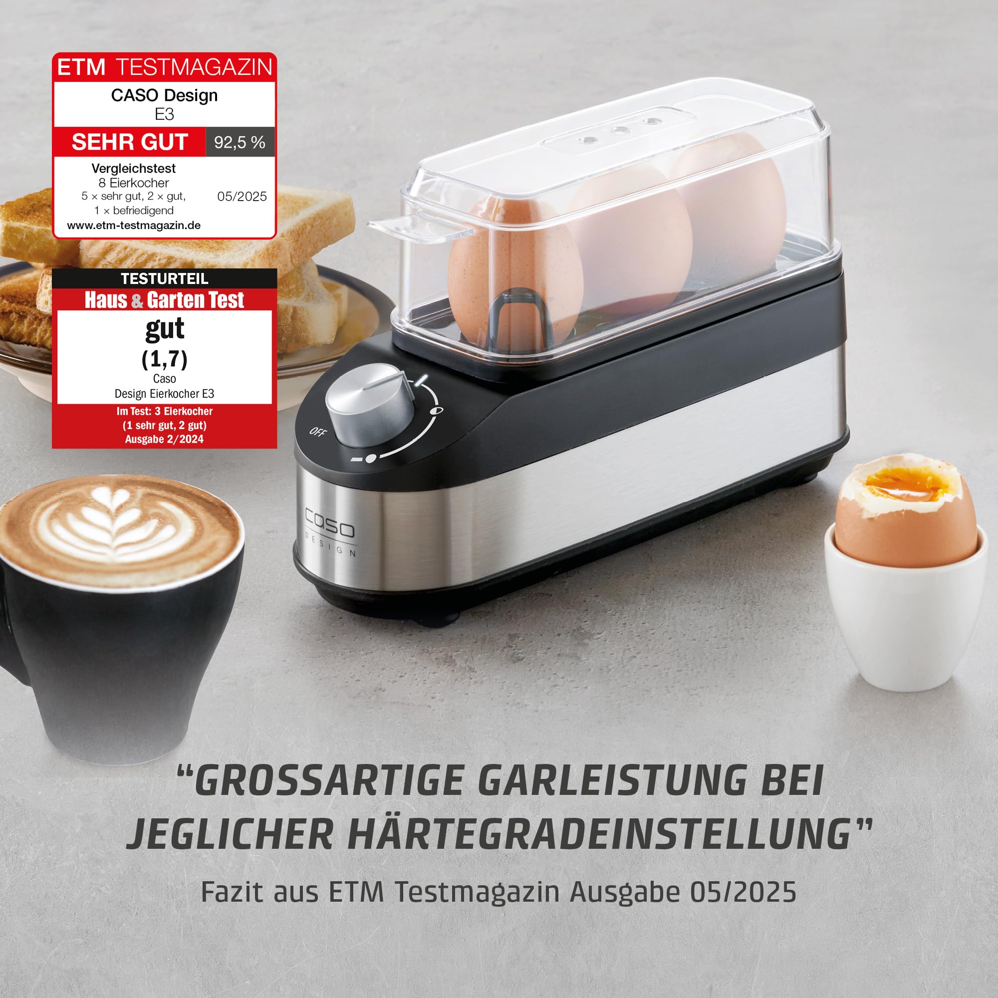 CASO E3 Eierkocher 3 Eier Edelstahl Drehregler