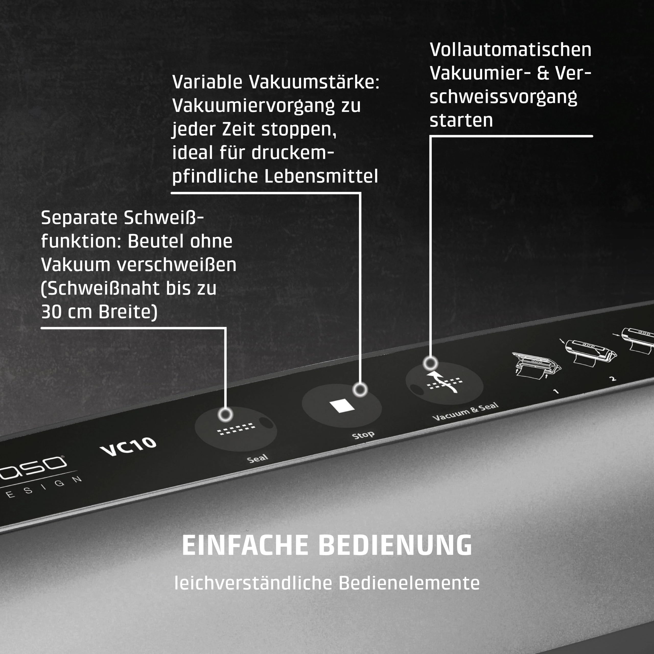 Caso VC 10 Testsieger Vakuumierer 30 cm Sous Vide Beutel