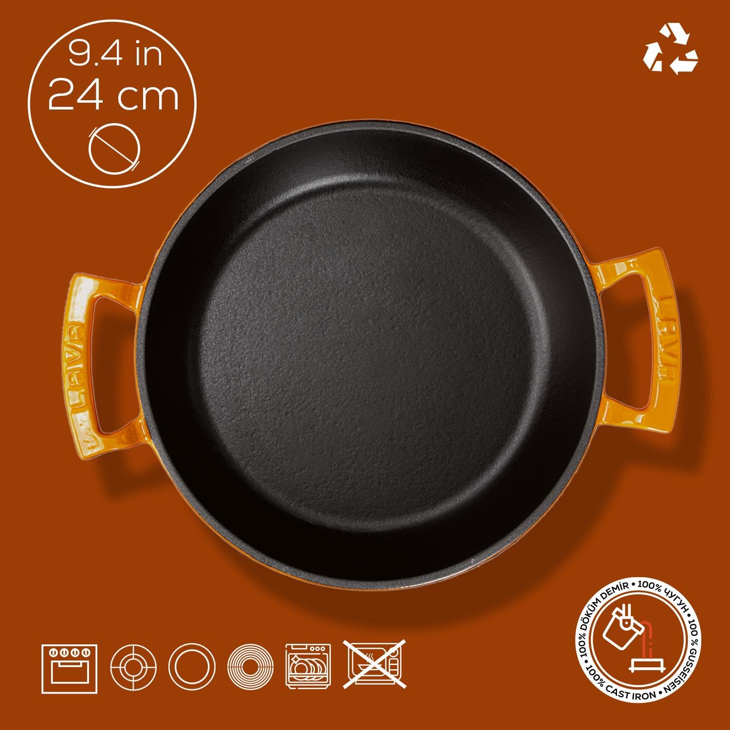 Lava Signature Series Gusseisenpfanne 24 cm Orange