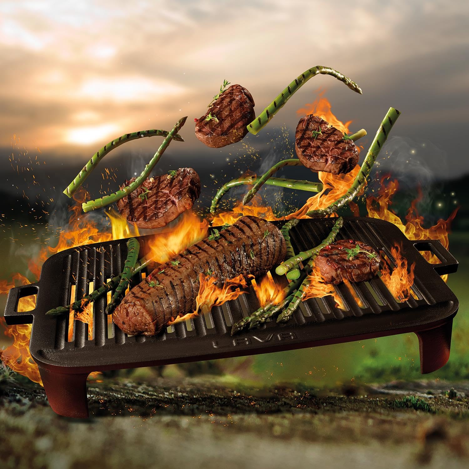 LAVA Signature Grillpfanne Gusseisen 36x45 cm schwarz