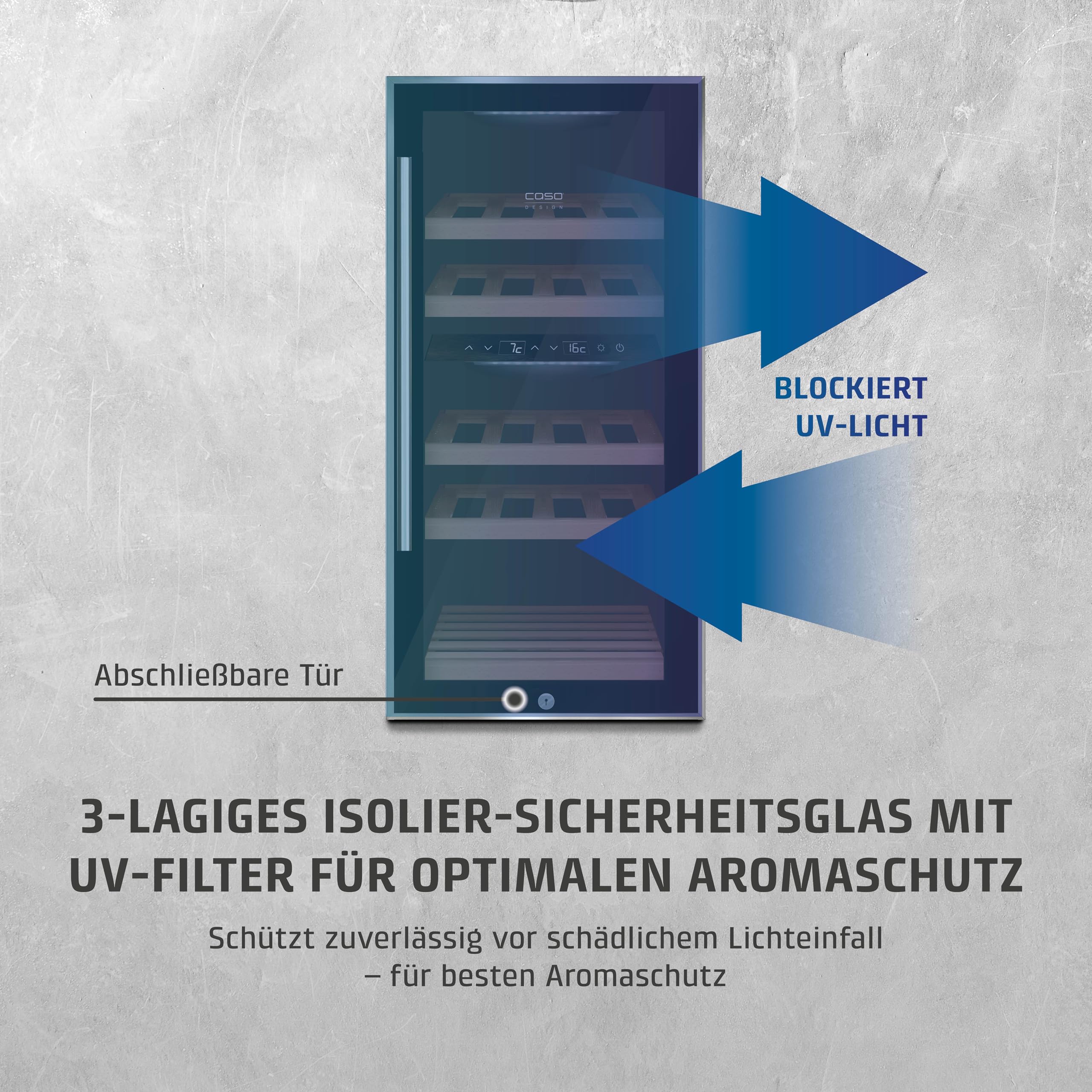 CASO WineComfort 24 black Weinkühlschrank 24 Flaschen 2 Zonen