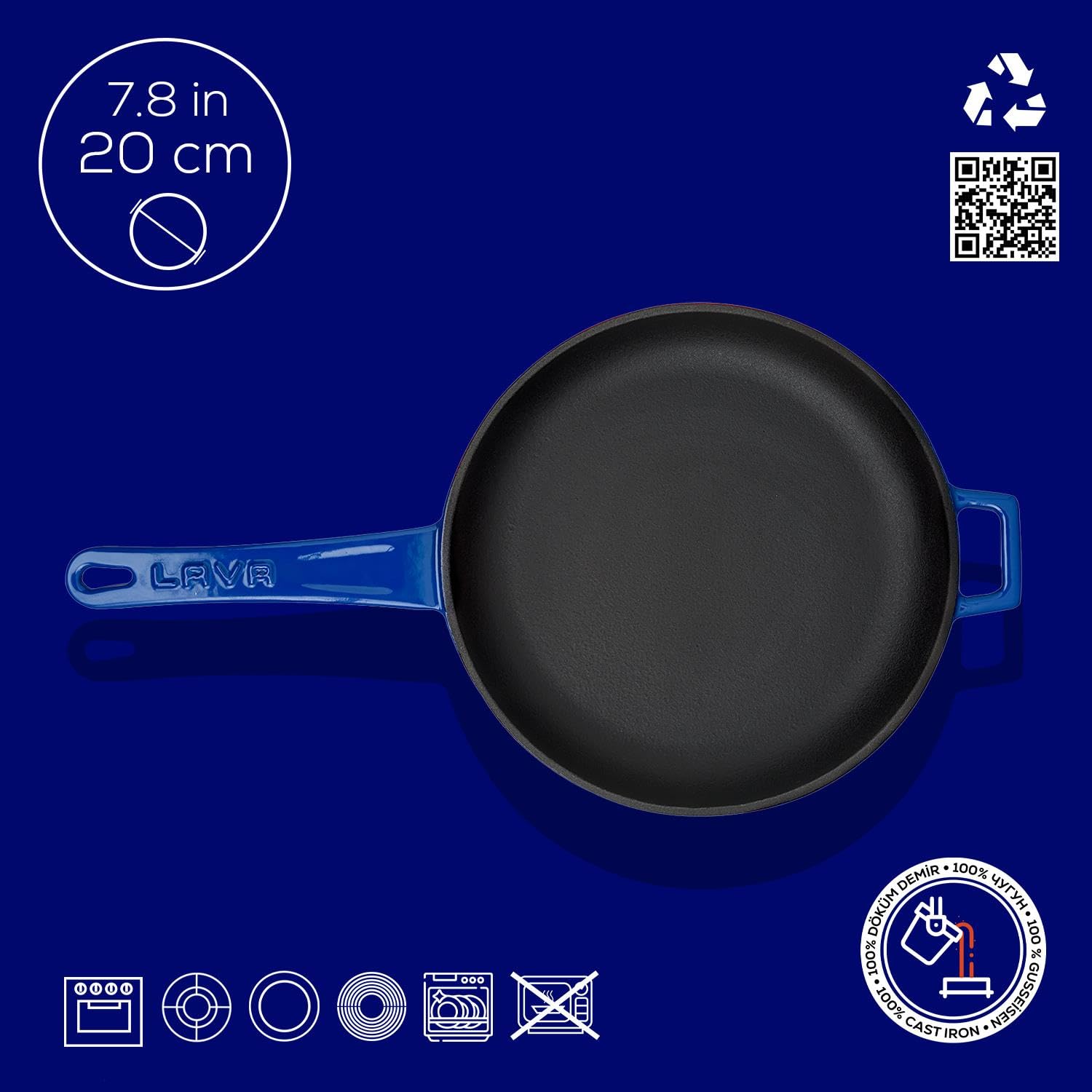 Lava Signature Gusseisen Bratpfanne 20 cm Blau Emailliert