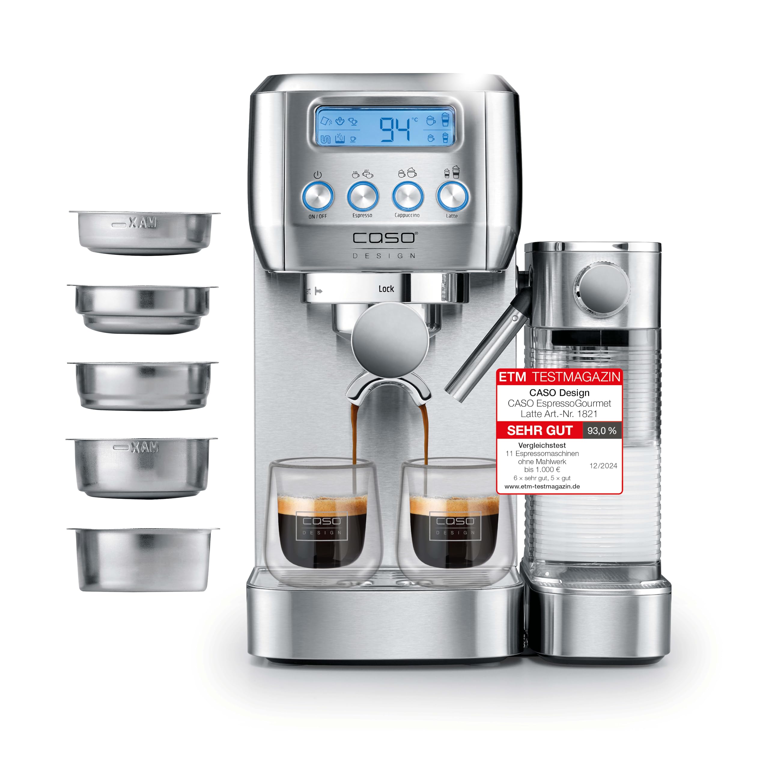 Caso Espresso Gourmet Latte Siebträgermaschine Silber Modern