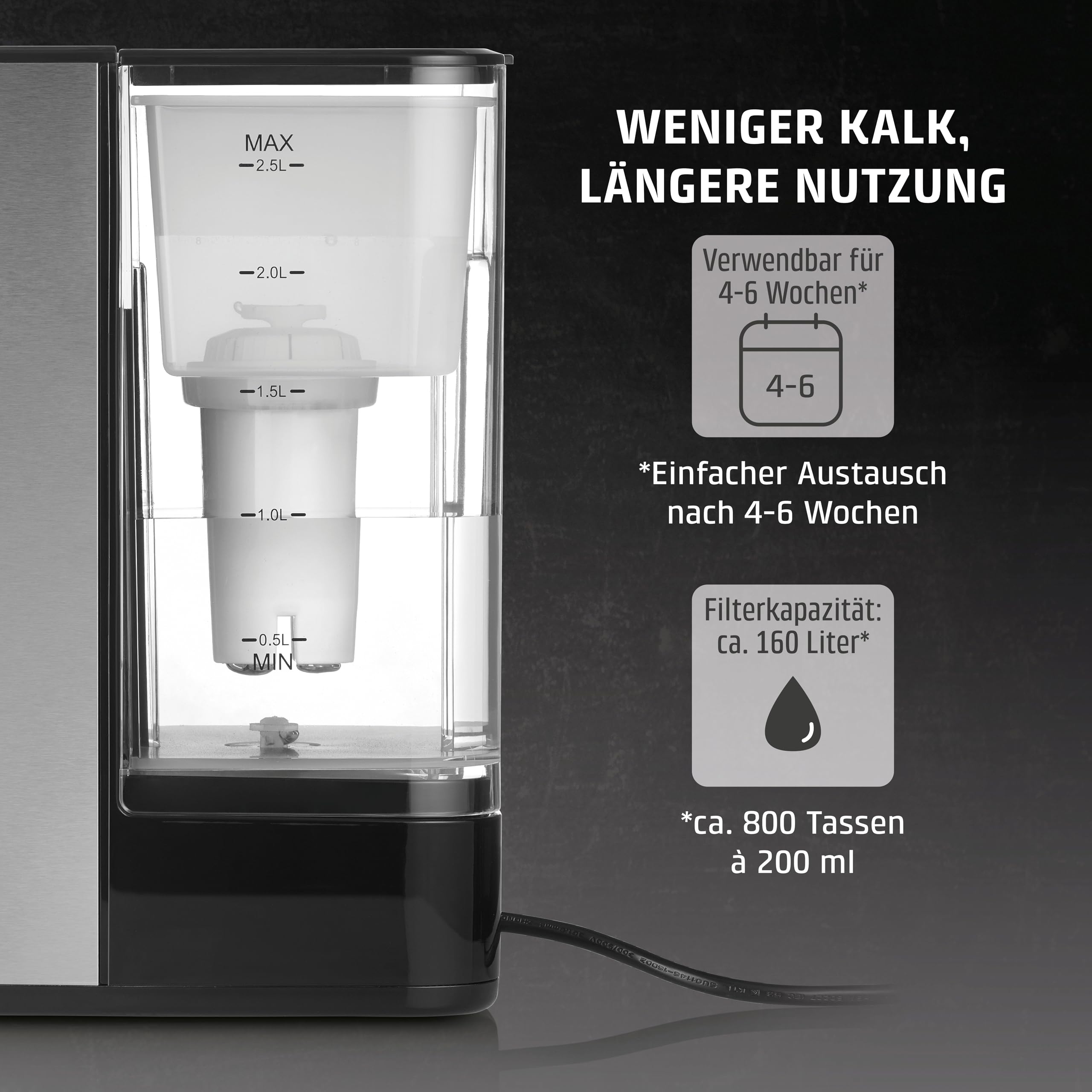 Caso Beverage Wasserfilter 3er-Set Heißwasserspender Kalkschutz