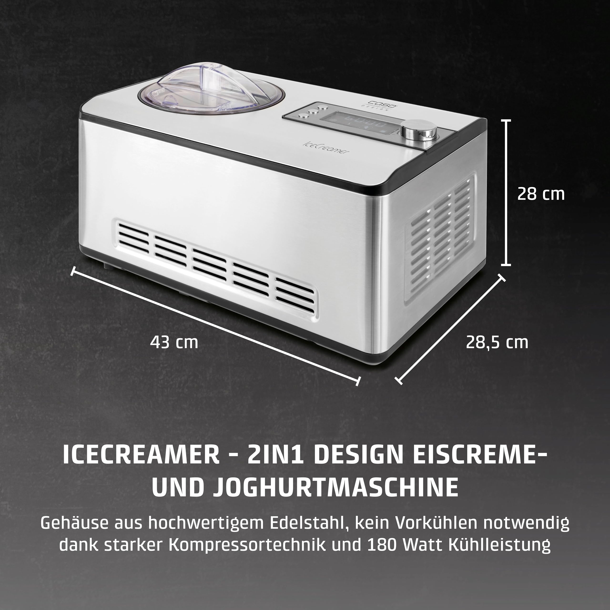 CASO IceCreamer Eismaschine 2in1 2 Liter Kompressor
