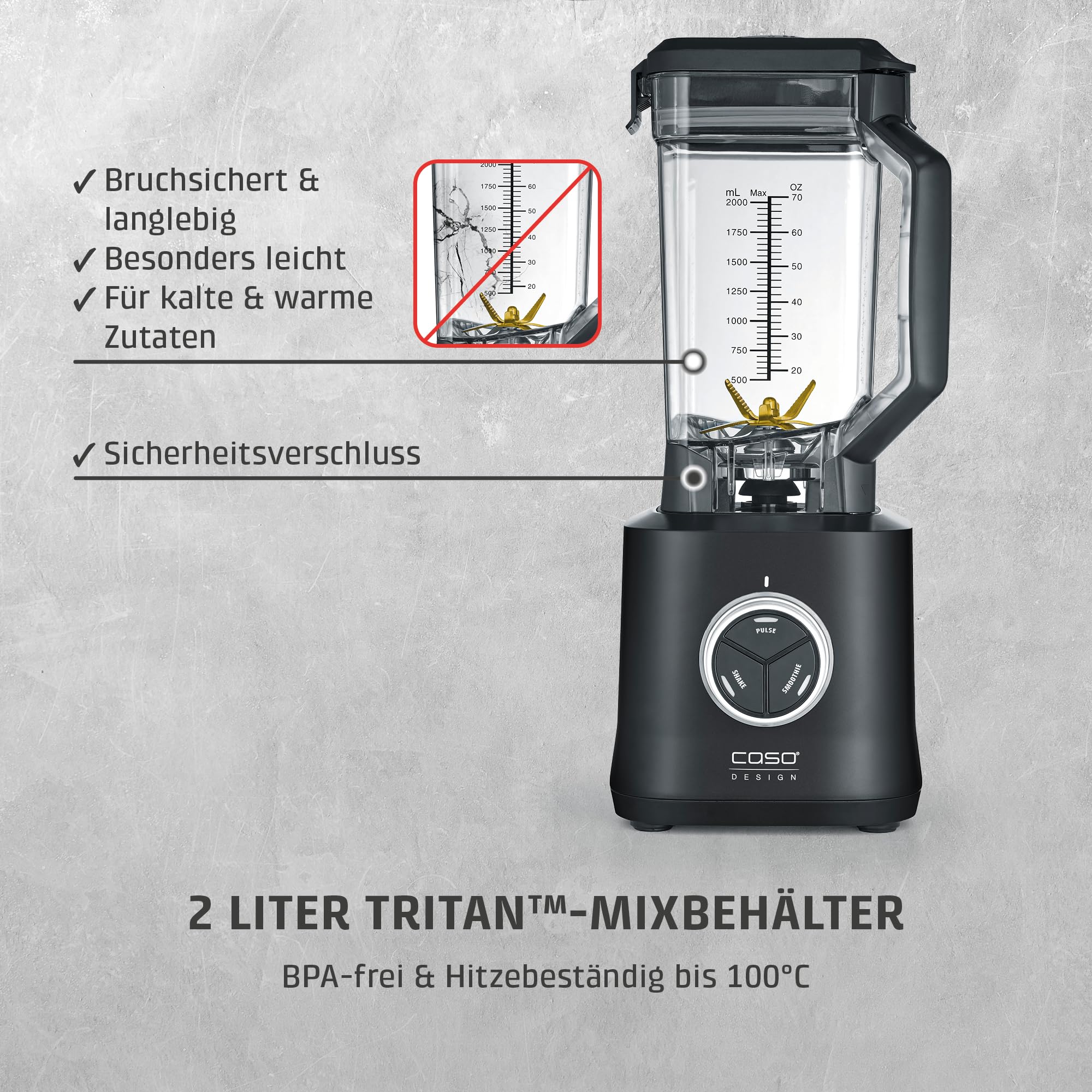 CASO B 2000 PowerBlender Standmixer 2000W 2 L Titan