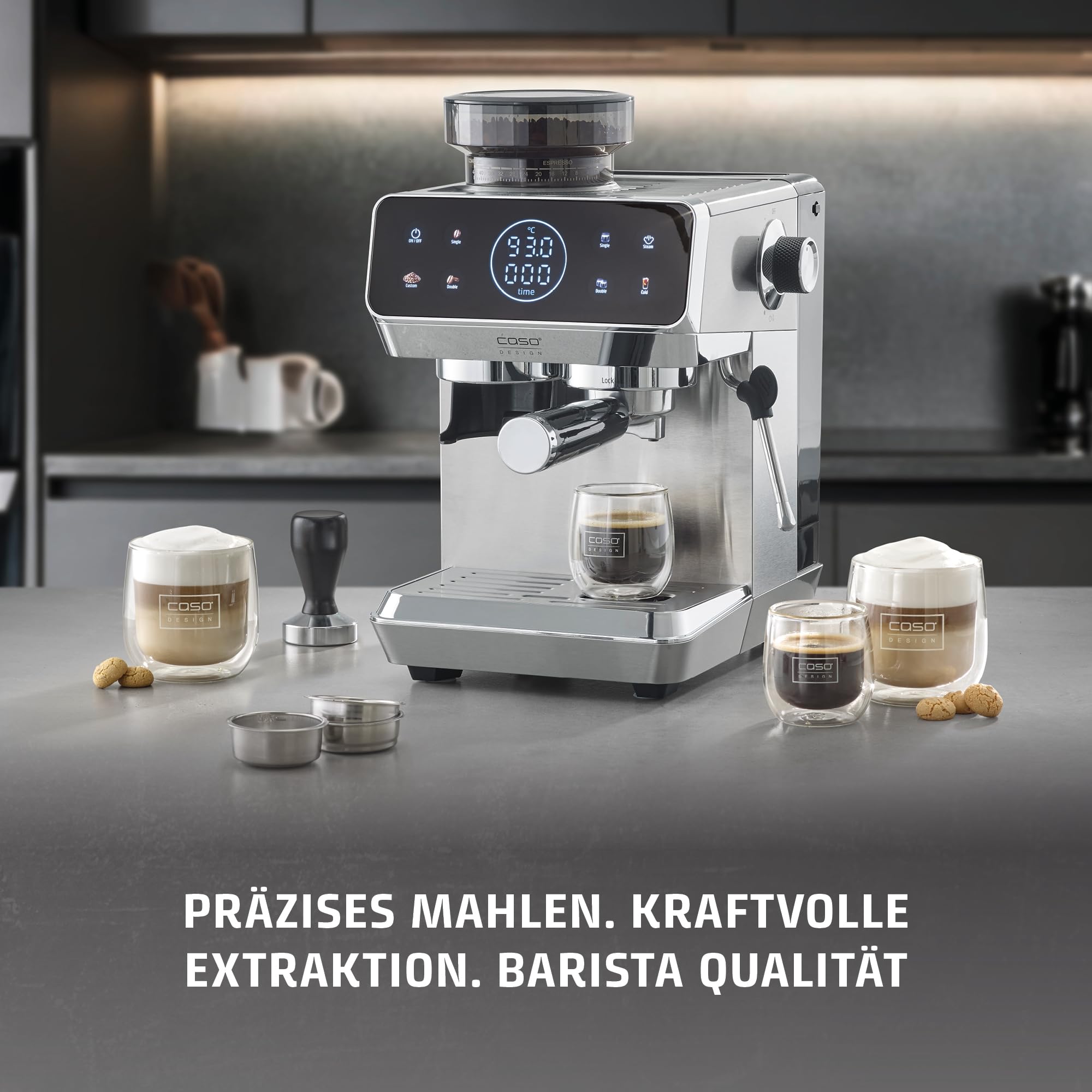 Caso EspressoGourmet & Grind Siebträgermaschine 20 Bar 1,8 L