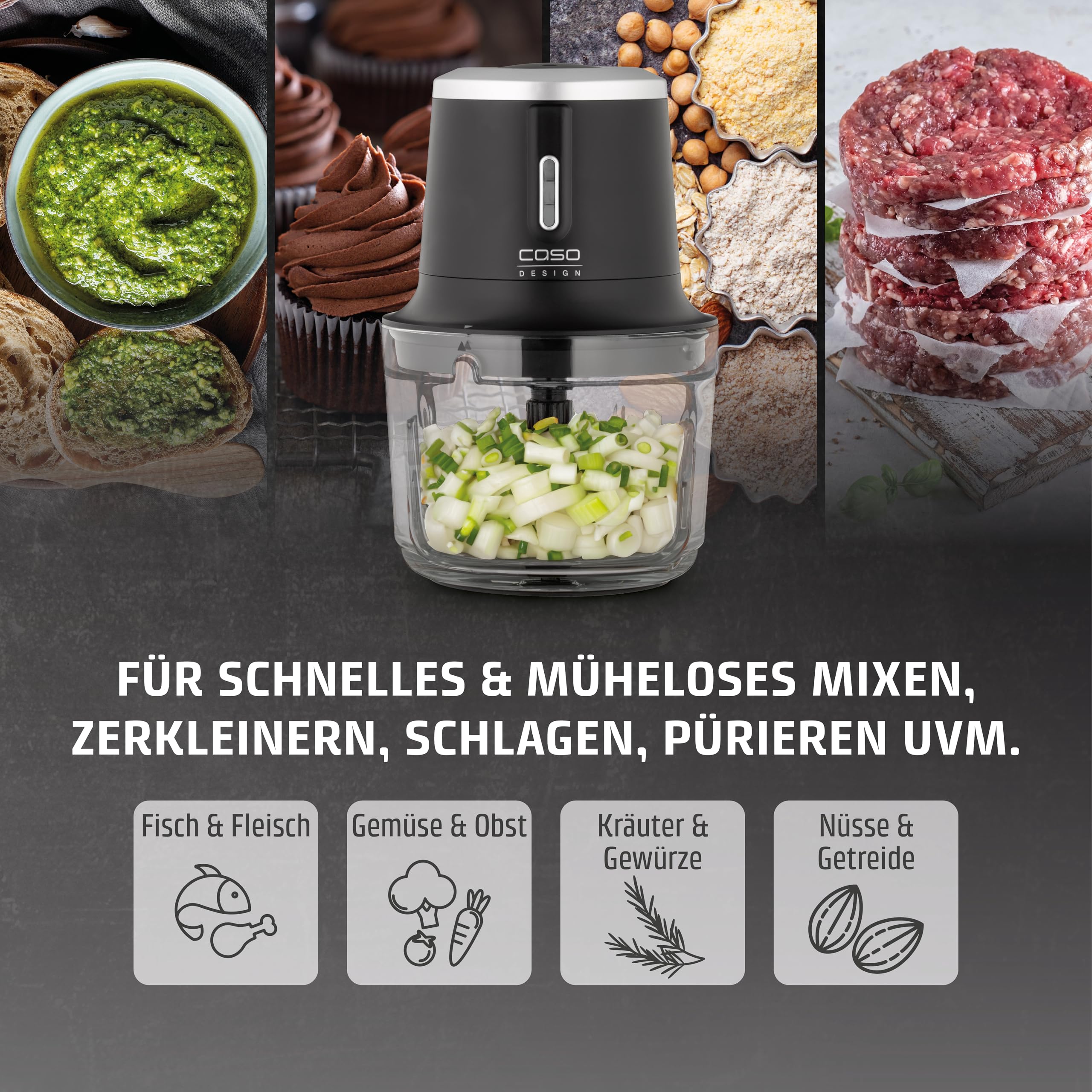 CASO Chop & Go Zerkleinerer Akku 1L 2300 U/min