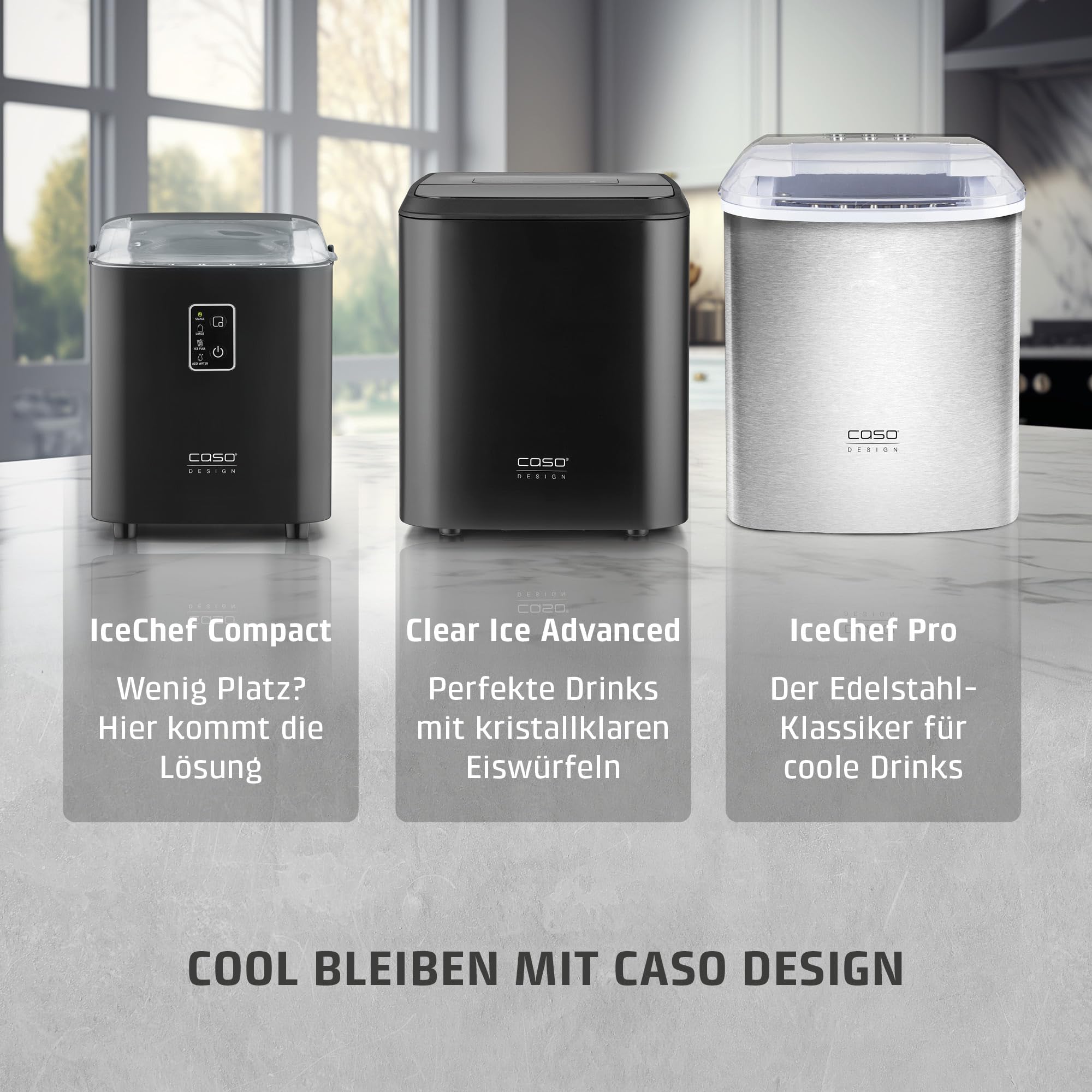 CASO IceChef Pro Eiswürfelmaschine Edelstahl 12 kg LCD