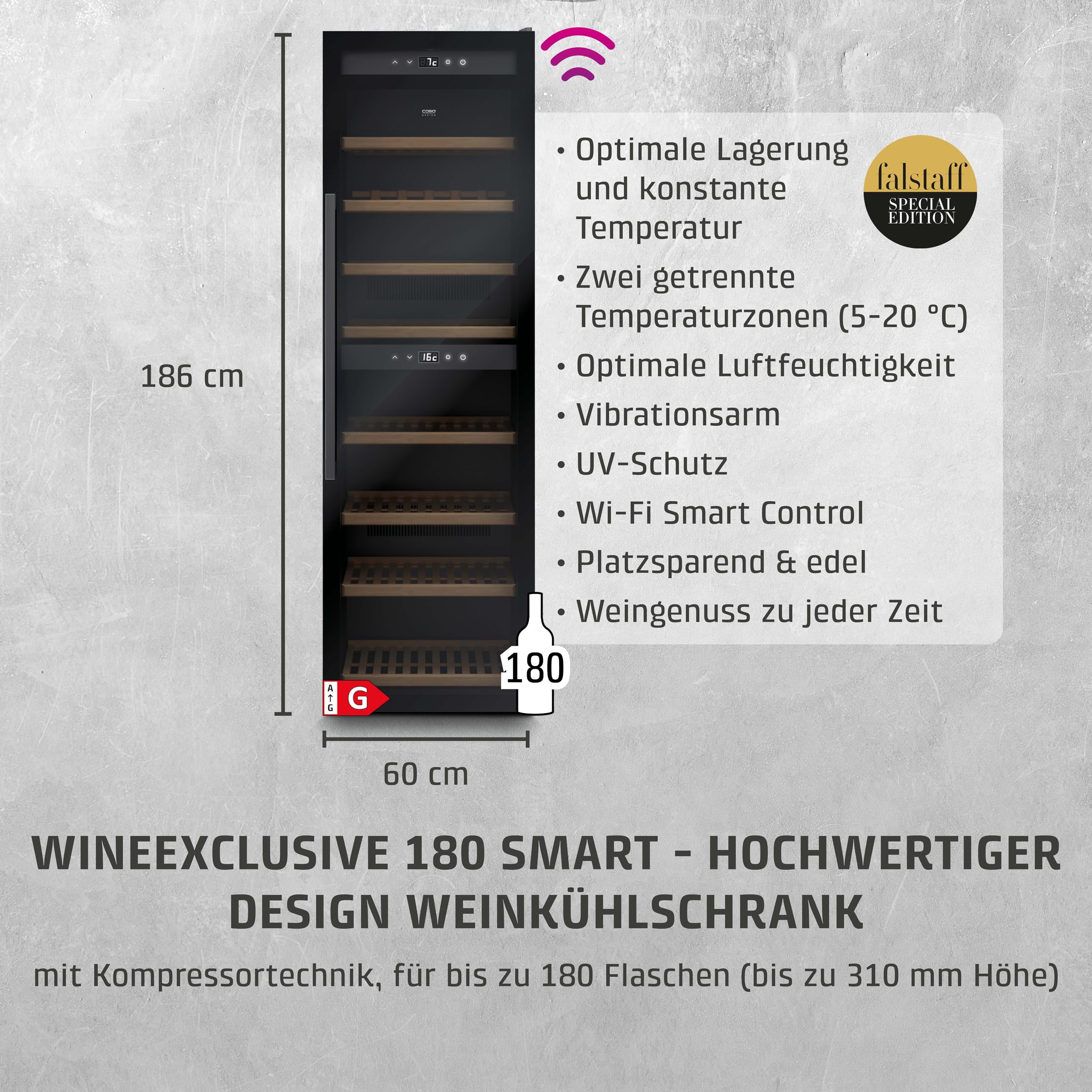 Caso WineExclusive 180 Smart Weinkühlschrank 180 Flaschen