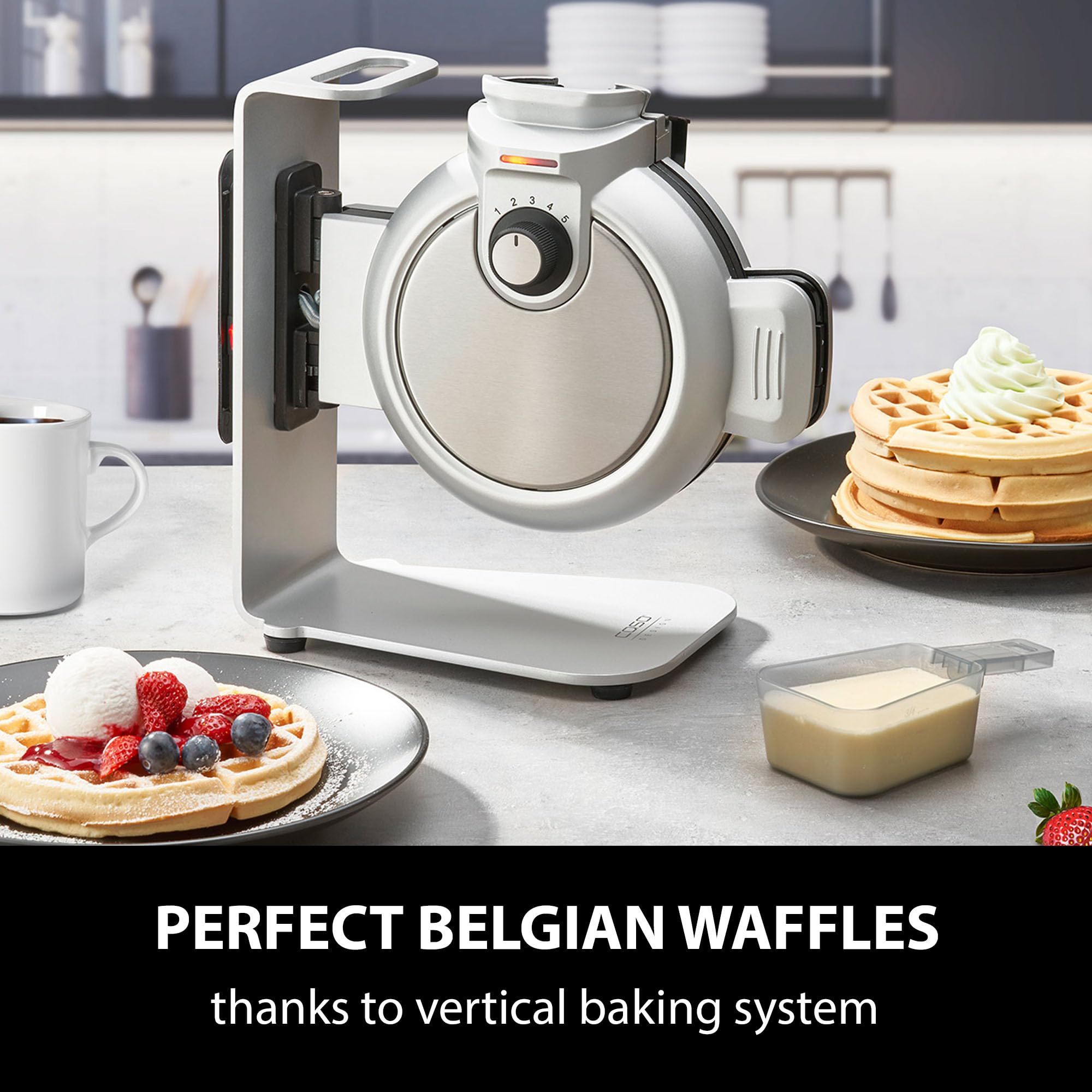 Caso WaffleUp Waffeleisen Belgisch Vertikal 5 Stufen