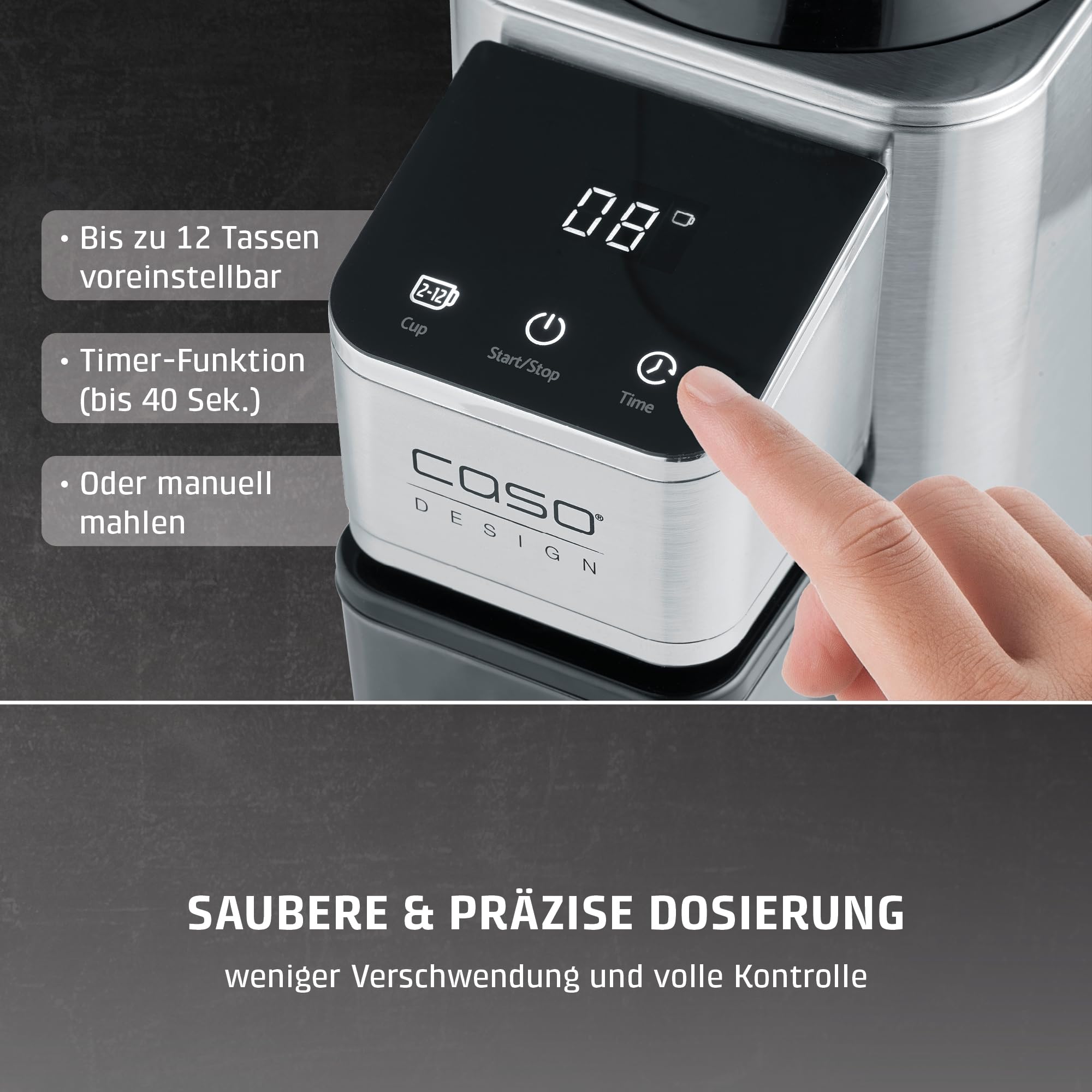 Caso BaristaChef Inox Kaffeemühle Edelstahl 48 Mahlgrade