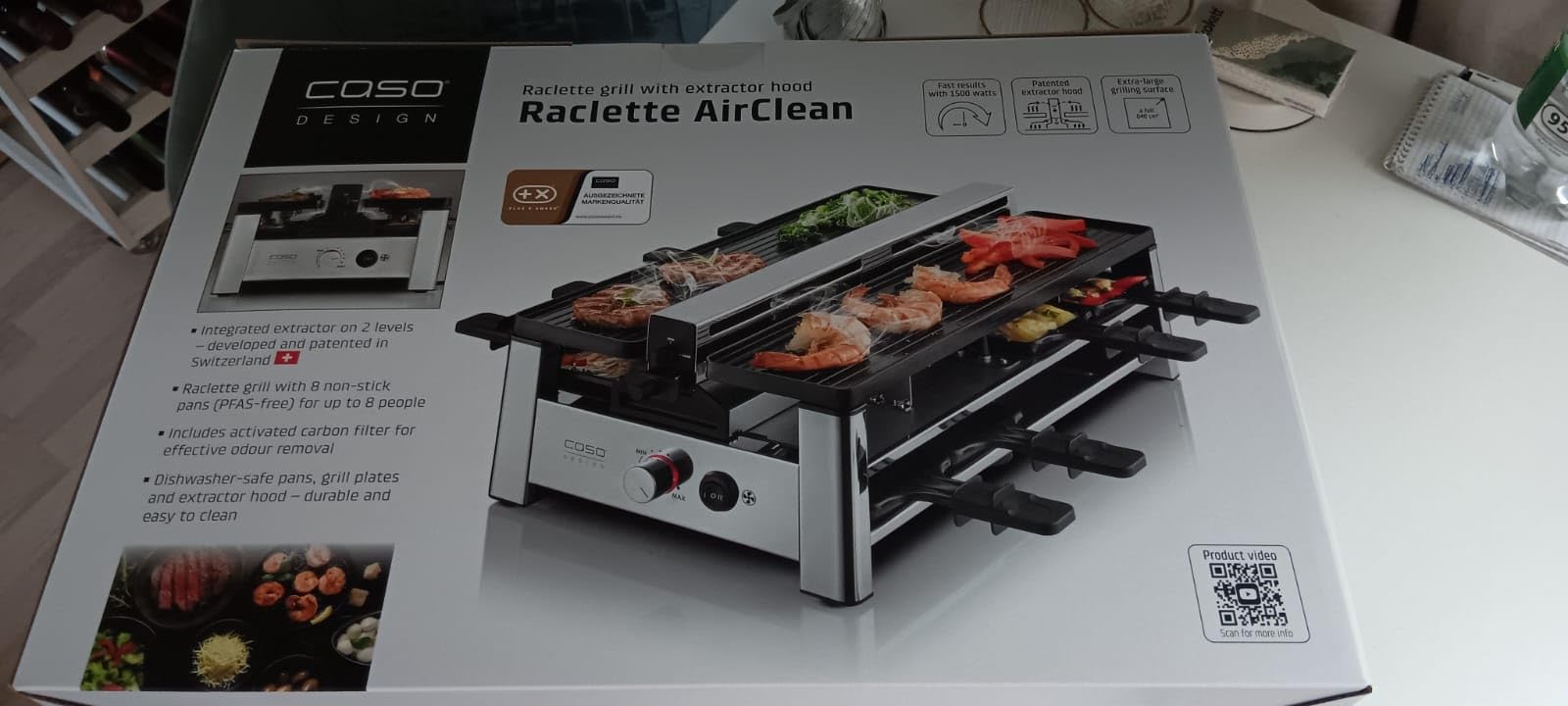 Caso Raclette AirClean Raclettegrill 8 Personen 1500 W Edelstahl